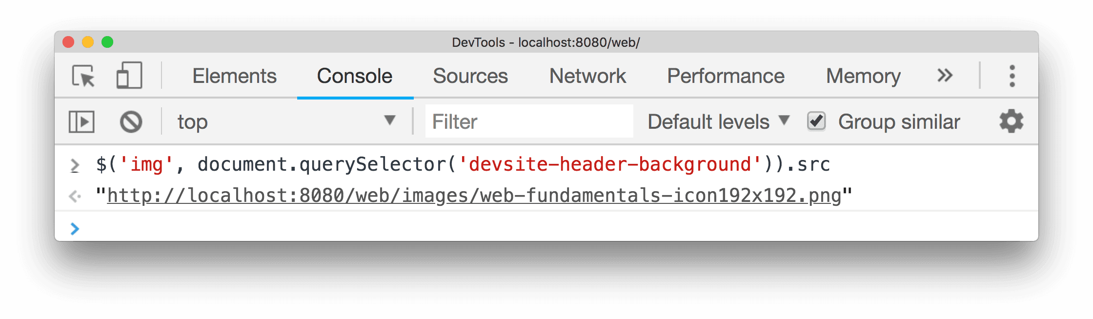 Contoh $('img', div).src.