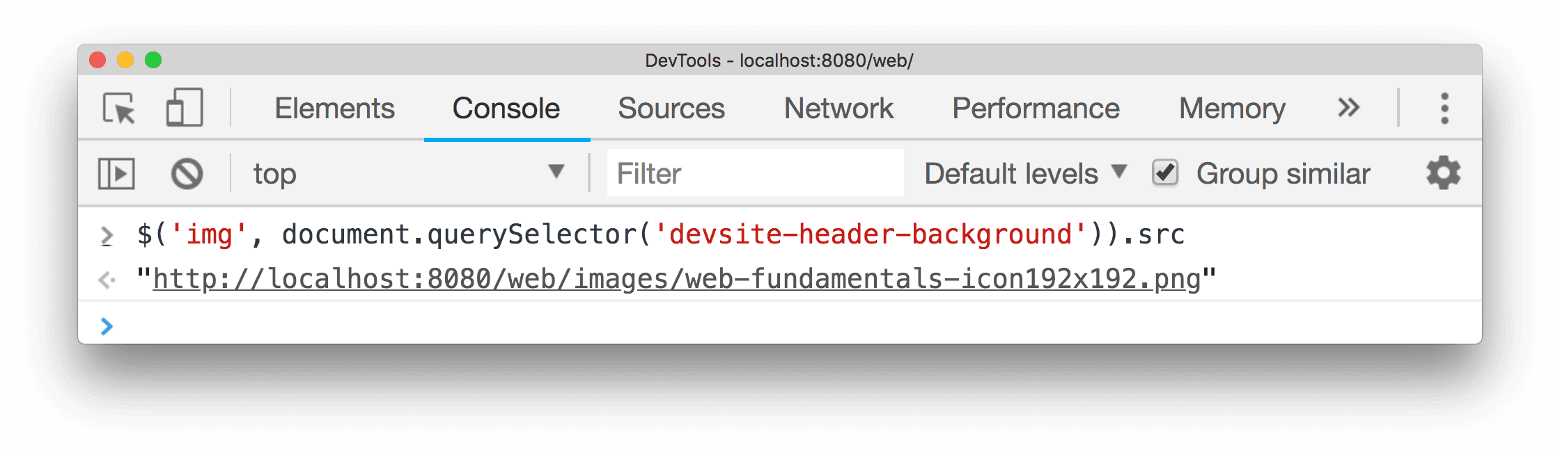 ตัวอย่างของ $(&#39;img&#39;, div).src