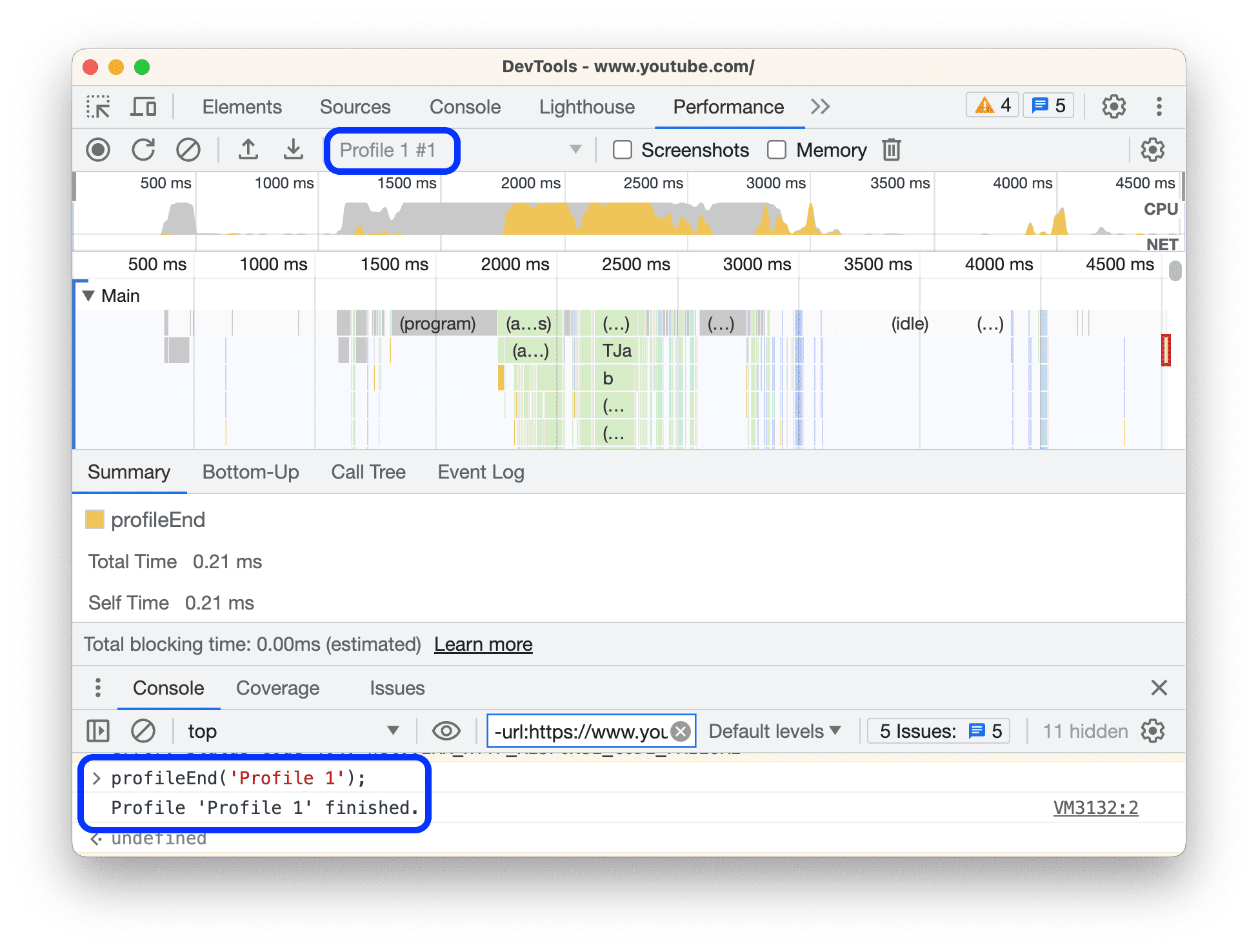 Performance 轨道中的 Profile 1。