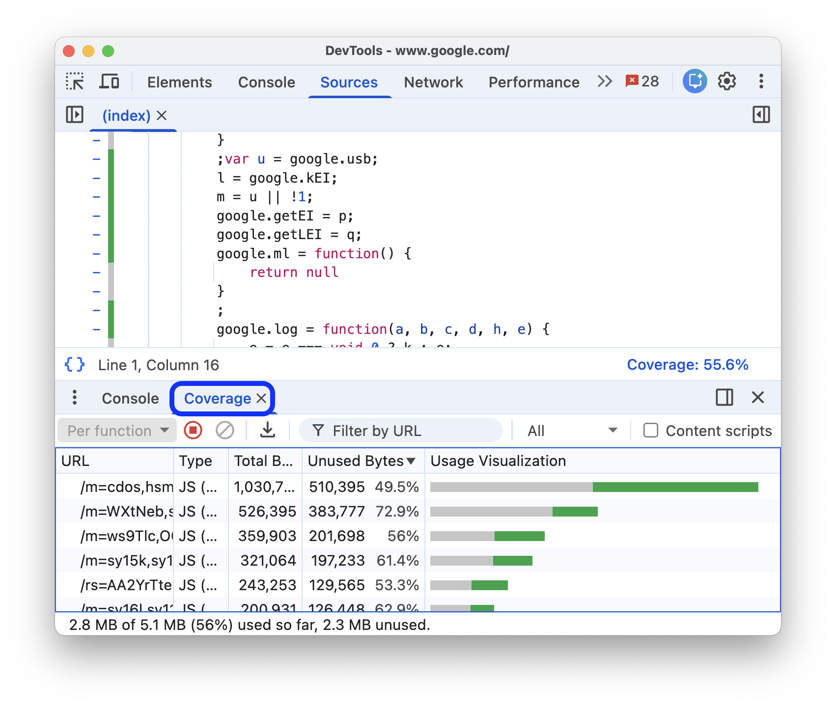 Analyzing code coverage.