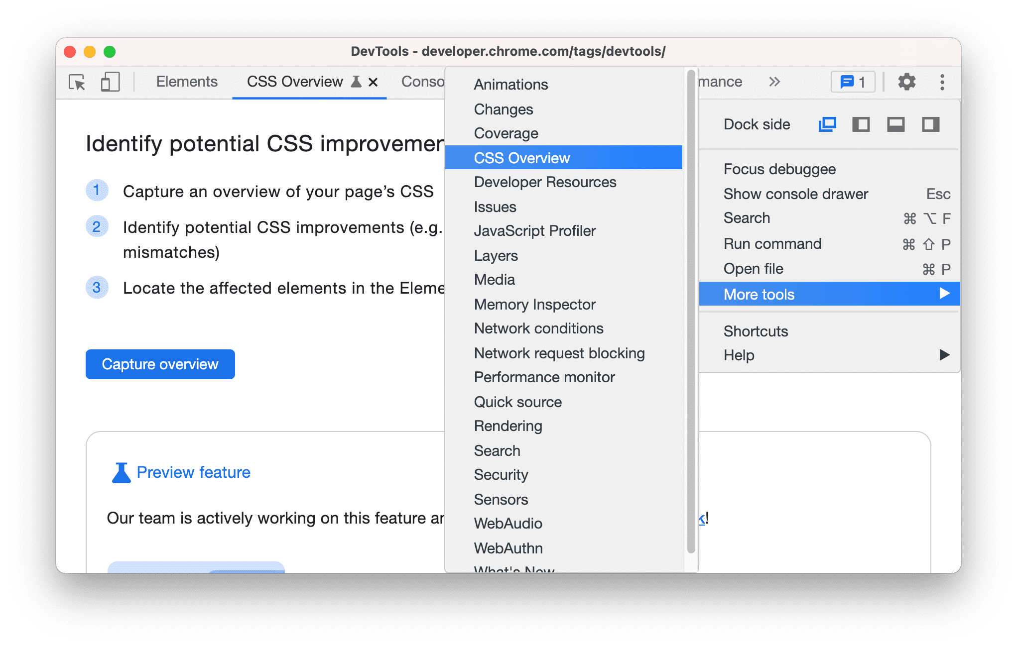 Przegląd CSS w menu.