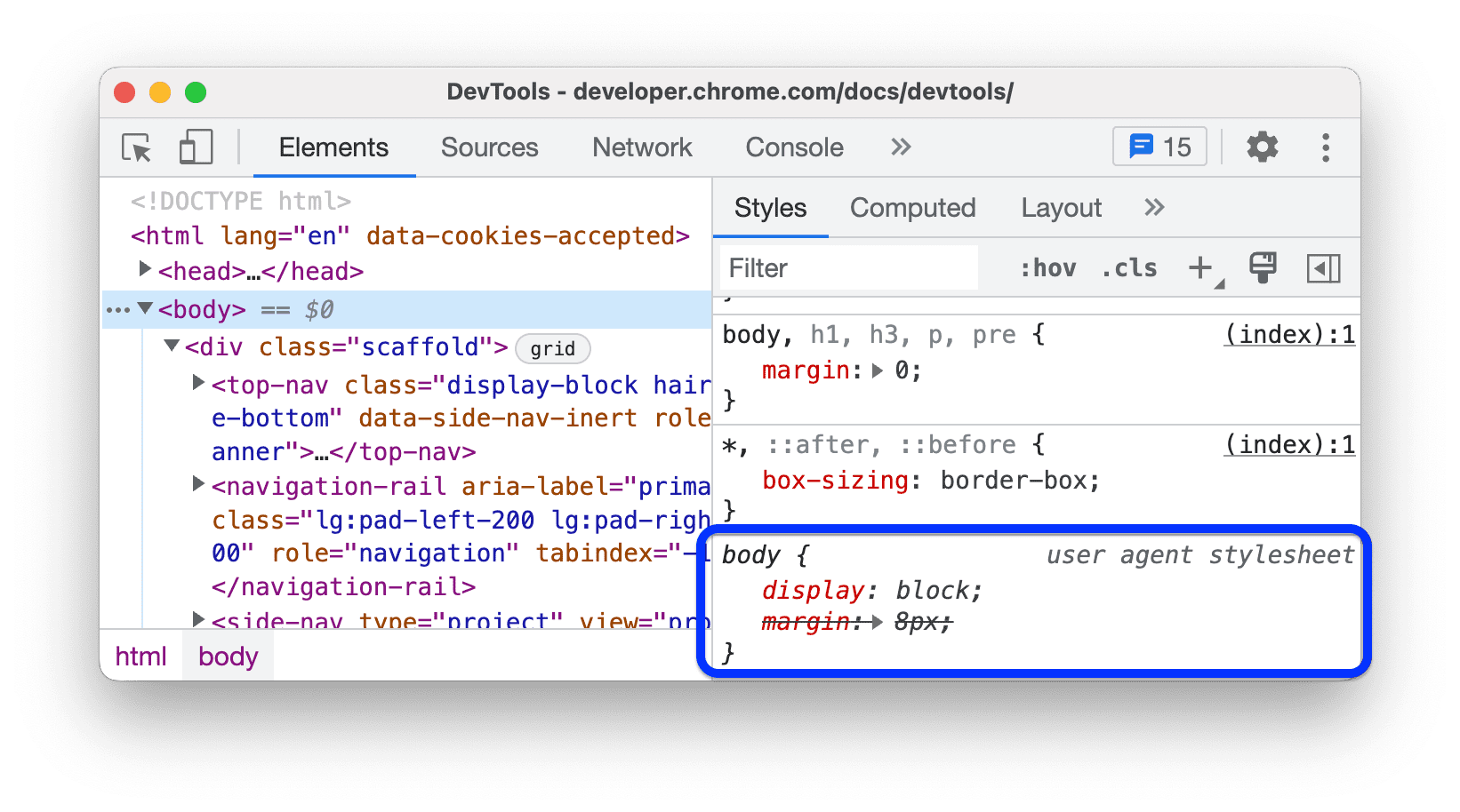 خدمة CSS من ورقة أنماط وكيل المستخدم