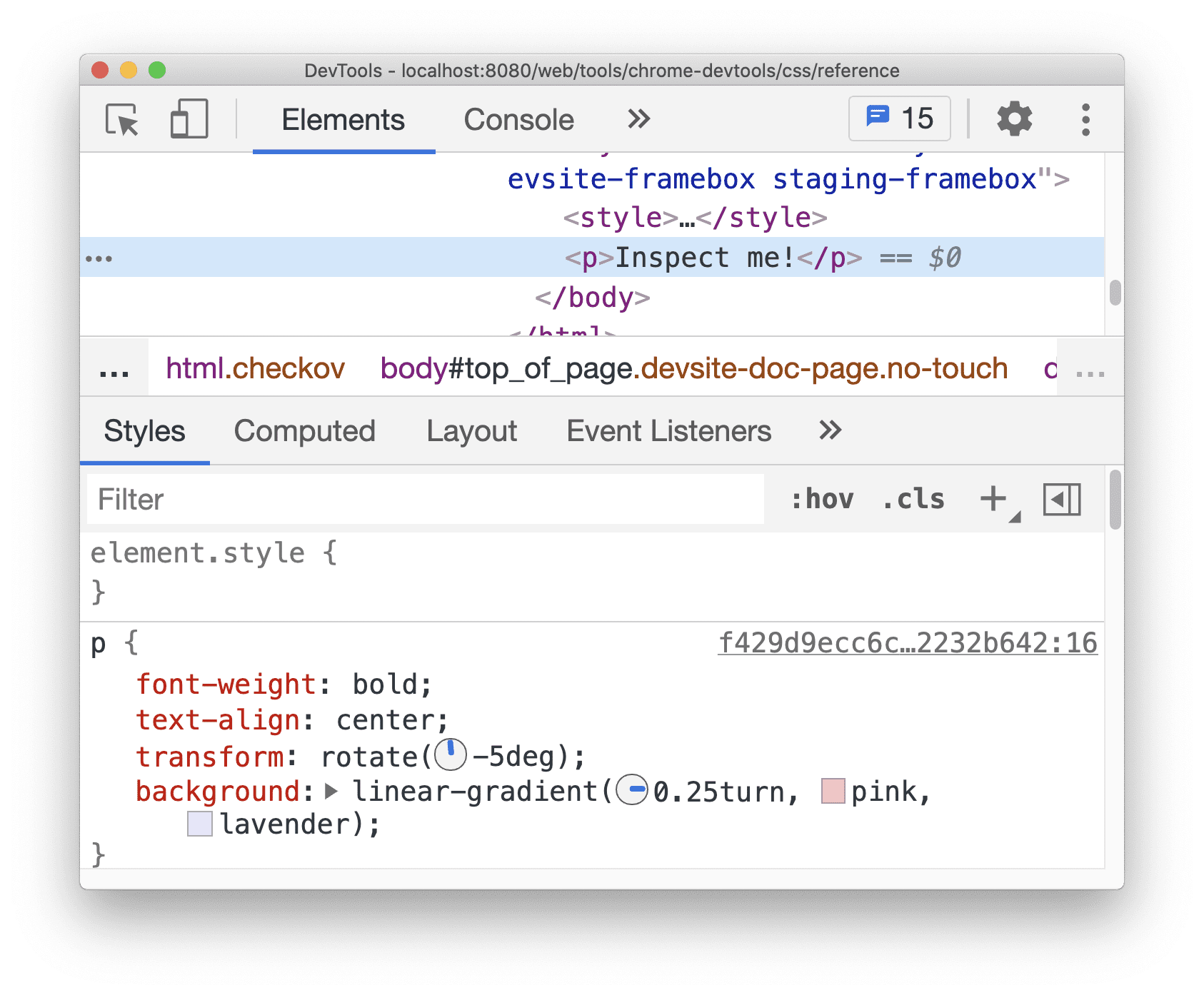 معاينة الزاوية