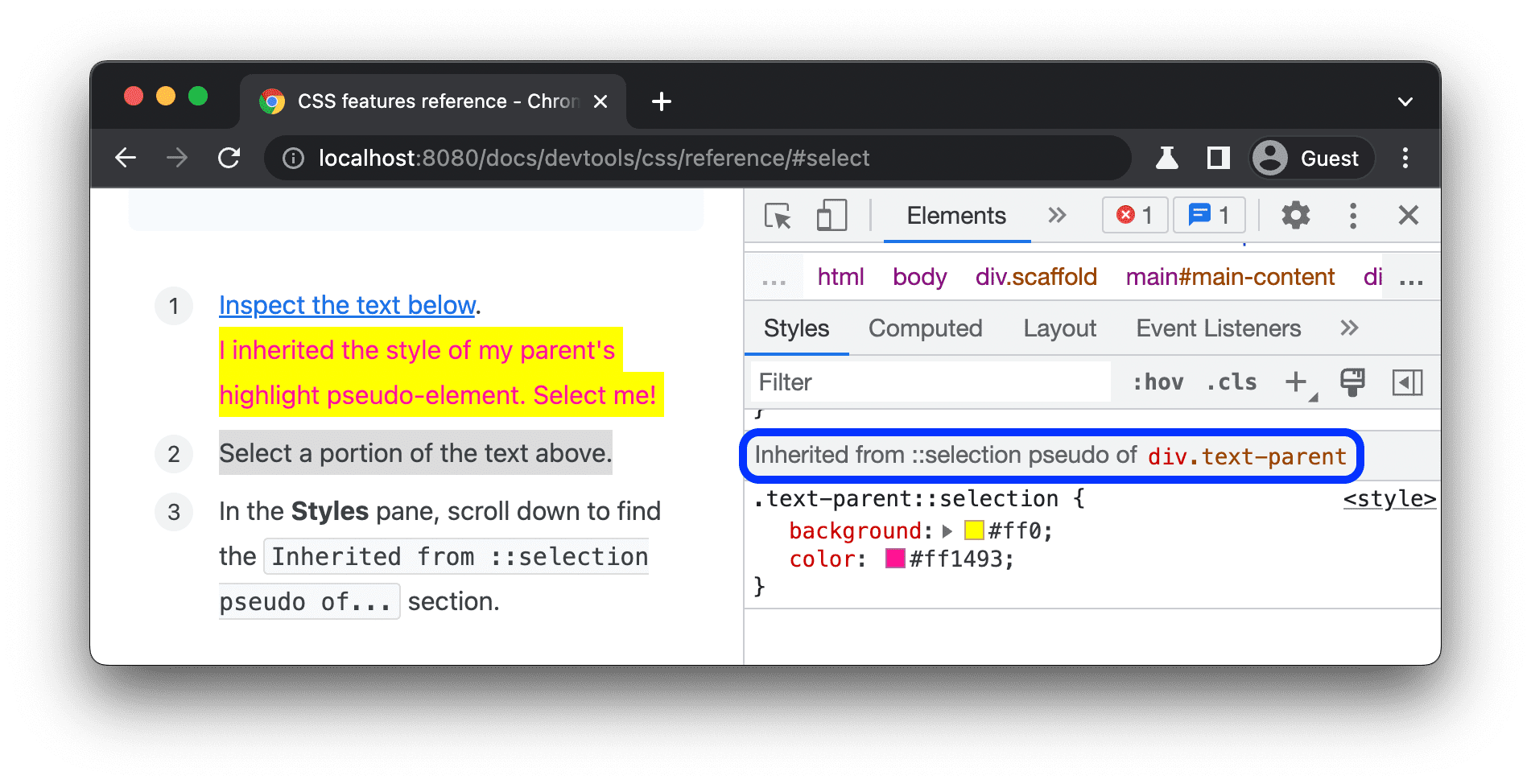 ดูส่วน &quot;รับค่ามา&quot; ของแท็บสไตล์