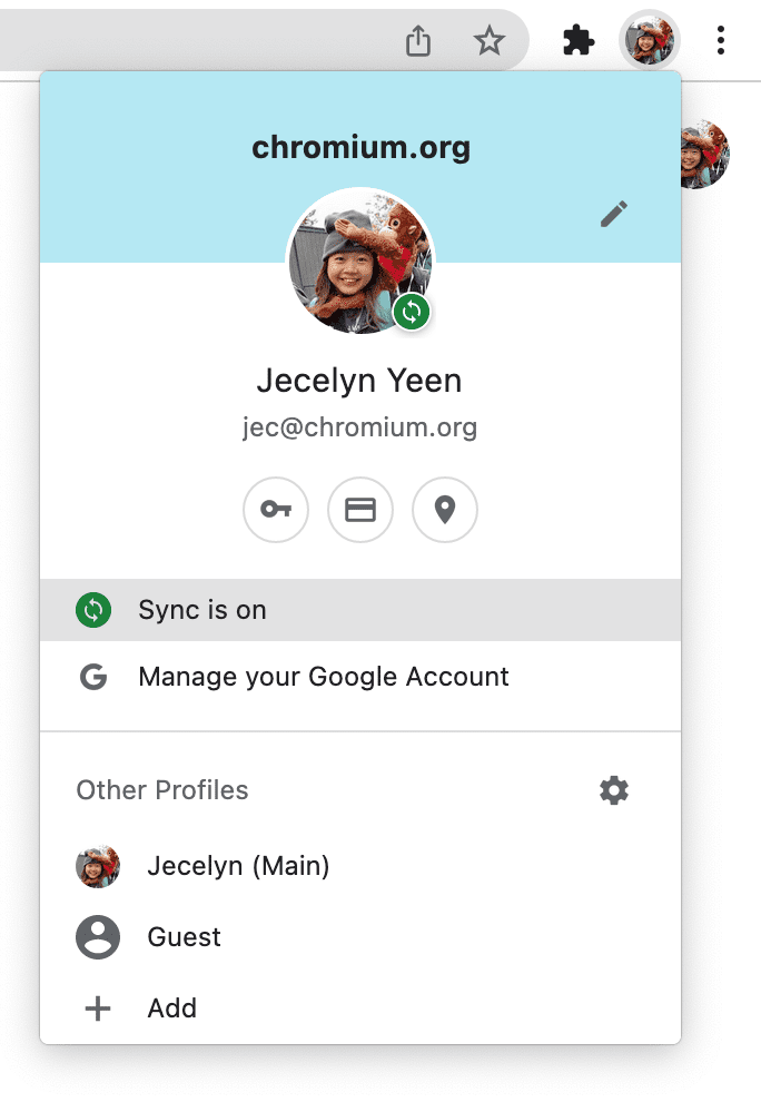 Chrome पर प्रोफ़ाइल सिंक करने की सुविधा.