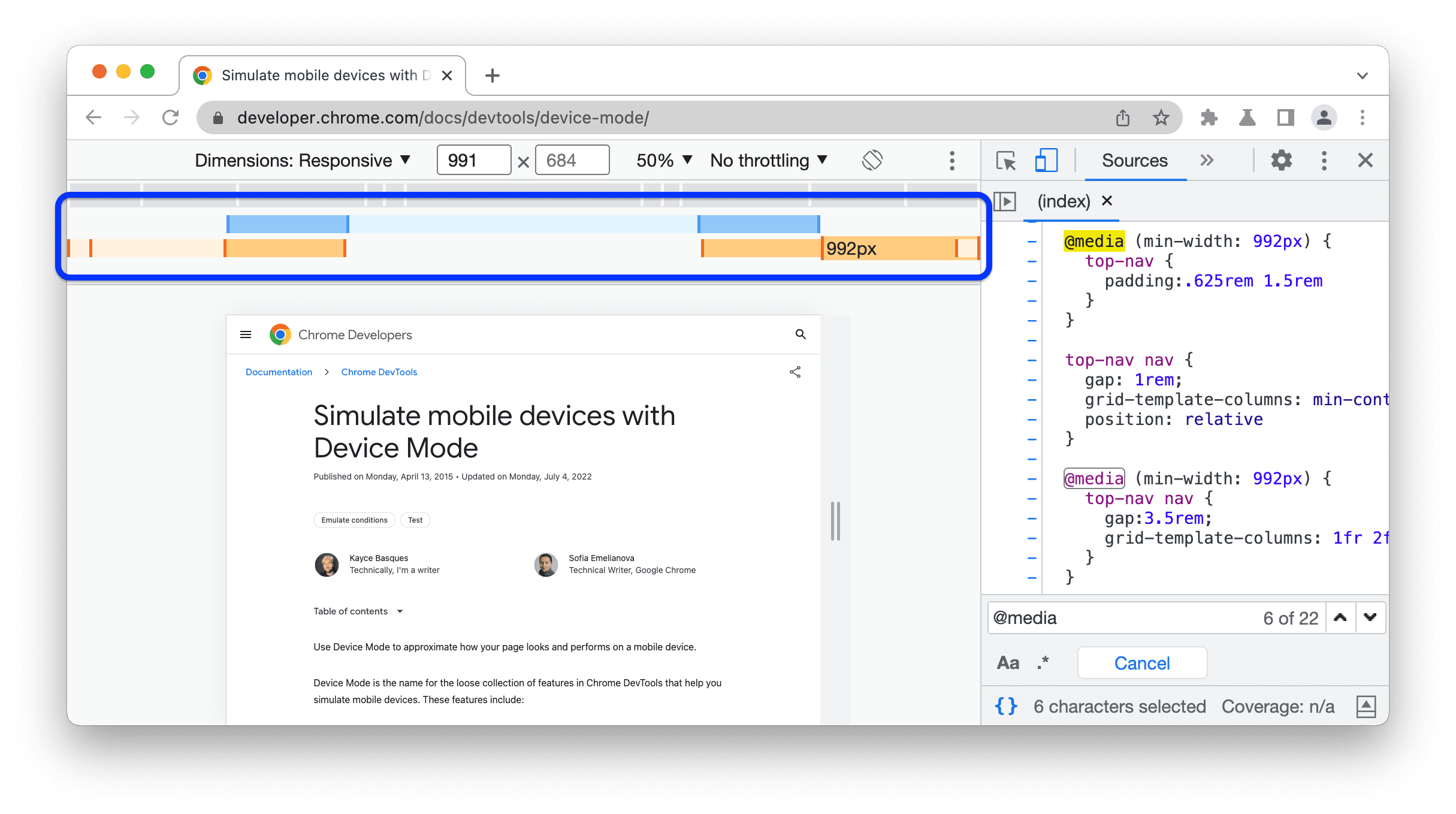 Clique entre os pontos de interrupção para alterar a largura da janela de visualização.