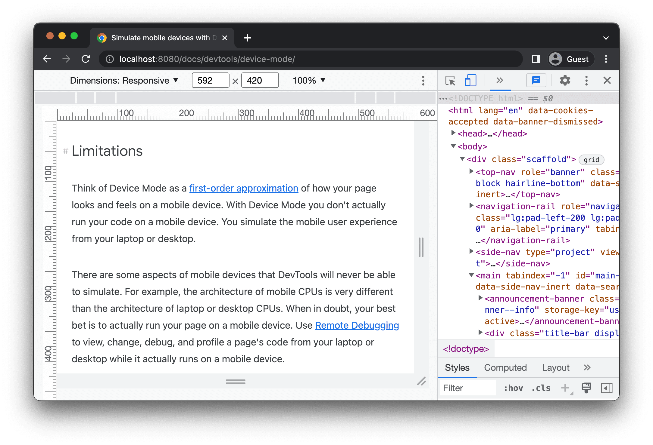 Reglas sobre y a la izquierda del viewport