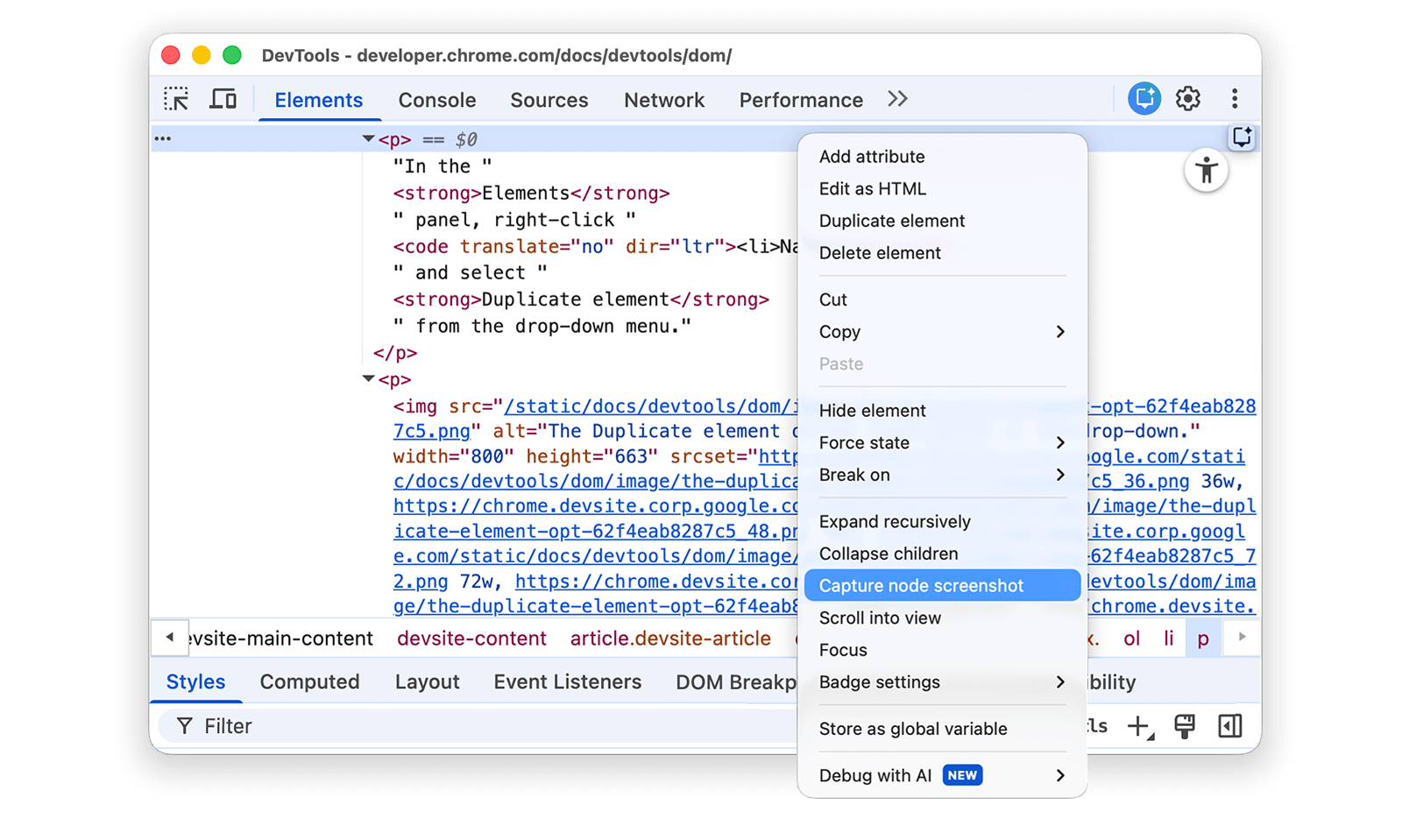 Screenshot node sedang diambil.