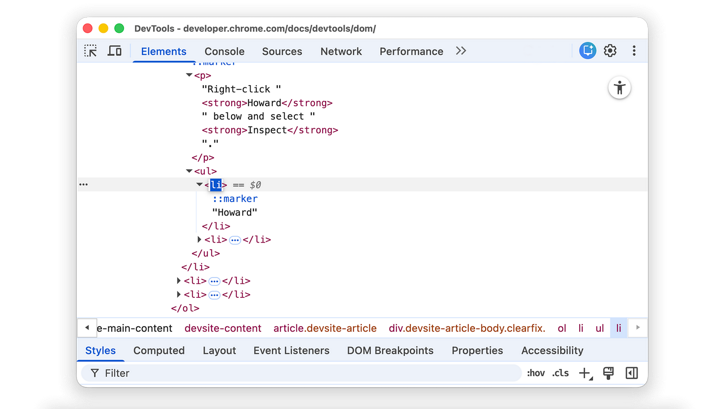 开始查看和更改 DOM | Chrome DevTools | Chrome for Developers