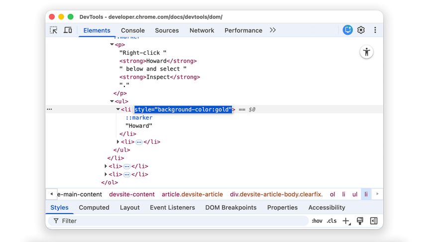 开始查看和更改 DOM | Chrome DevTools | Chrome for Developers
