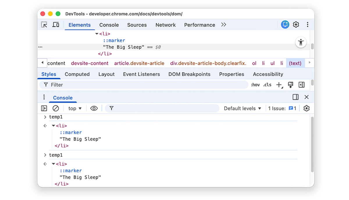 The result of the temp1 expression.