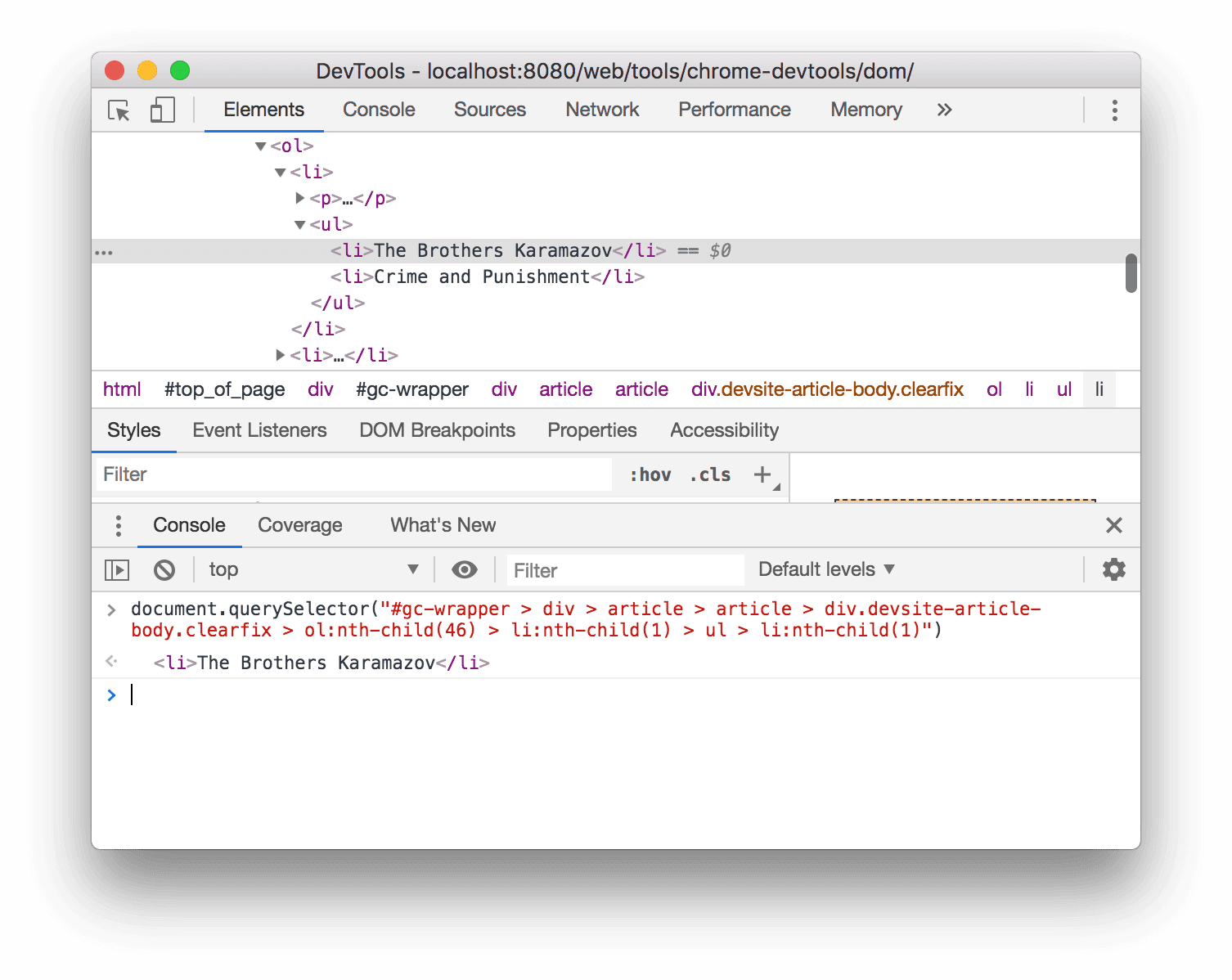 Le résultat de l&#39;expression &quot;Copier le chemin JS&quot;