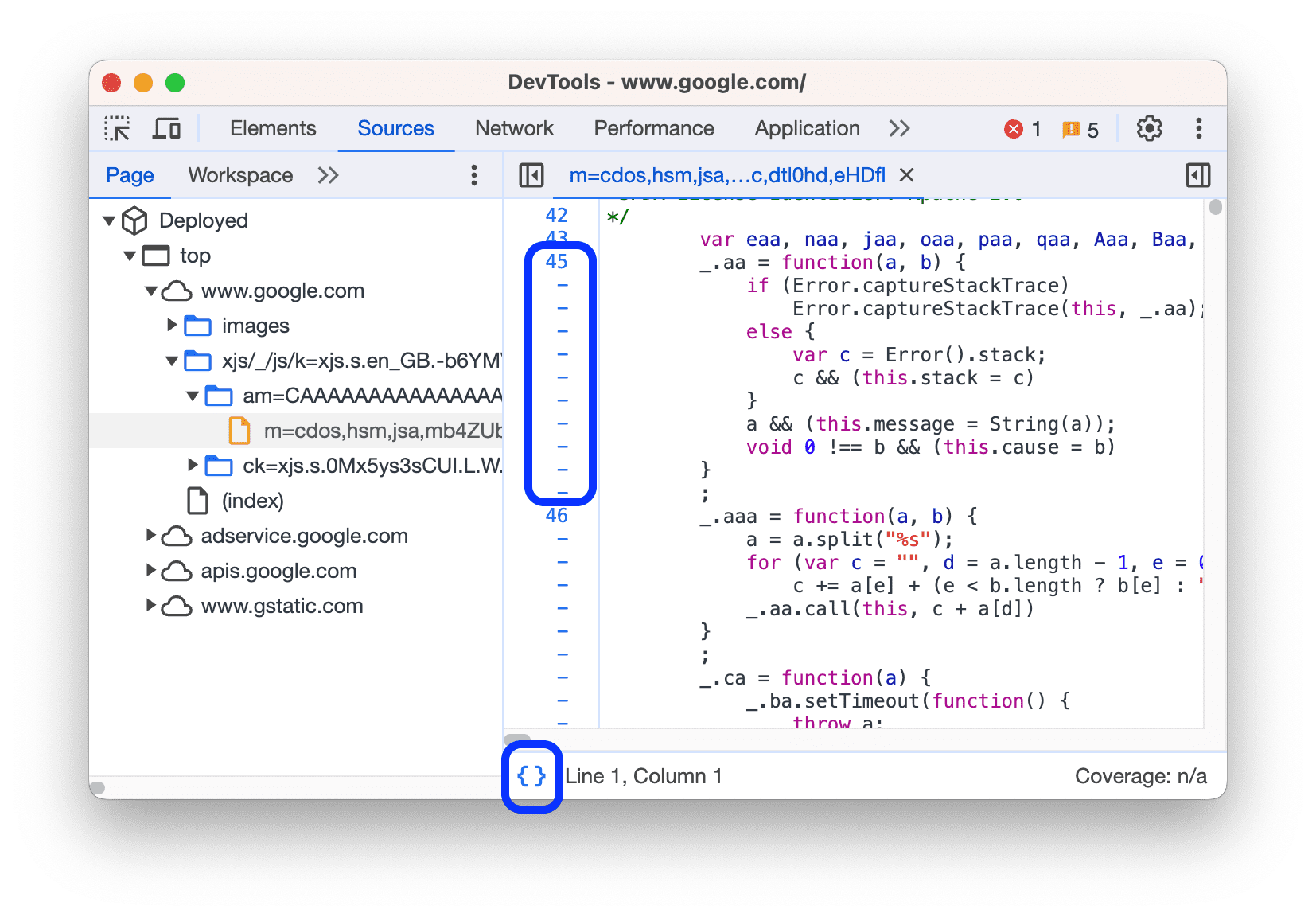 Longue ligne de code bien cadrée, affichée sur plusieurs lignes, avec les traits d&#39;union &quot;-&quot; pour indiquer la continuité de la ligne.