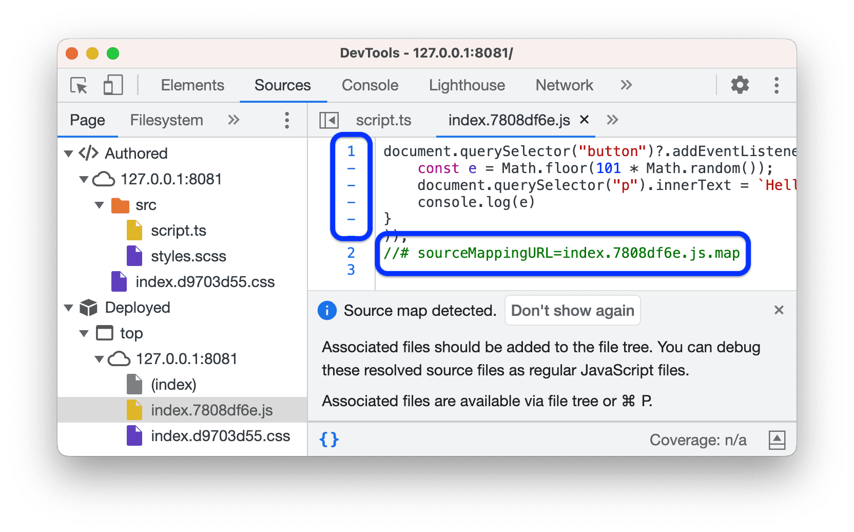 ไฟล์ที่ทำให้ใช้งานได้แล้วซึ่งมีความคิดเห็น sourceMappingURL