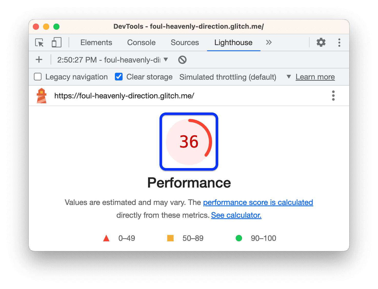 Score de performance global.