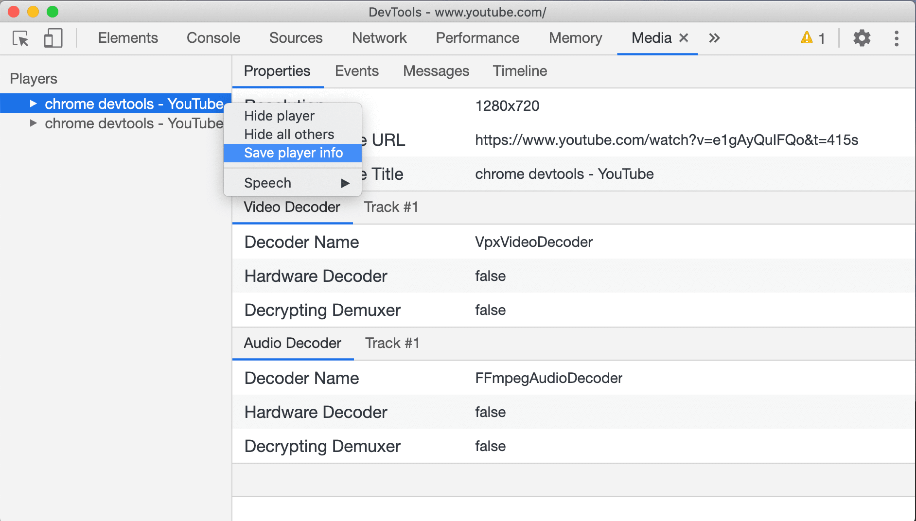 Export media information