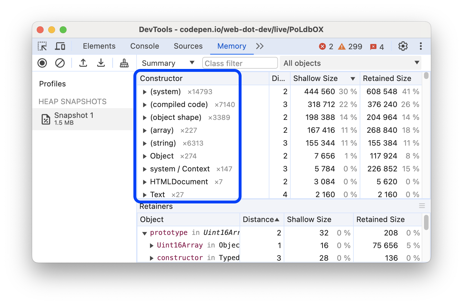 Constructor entries.