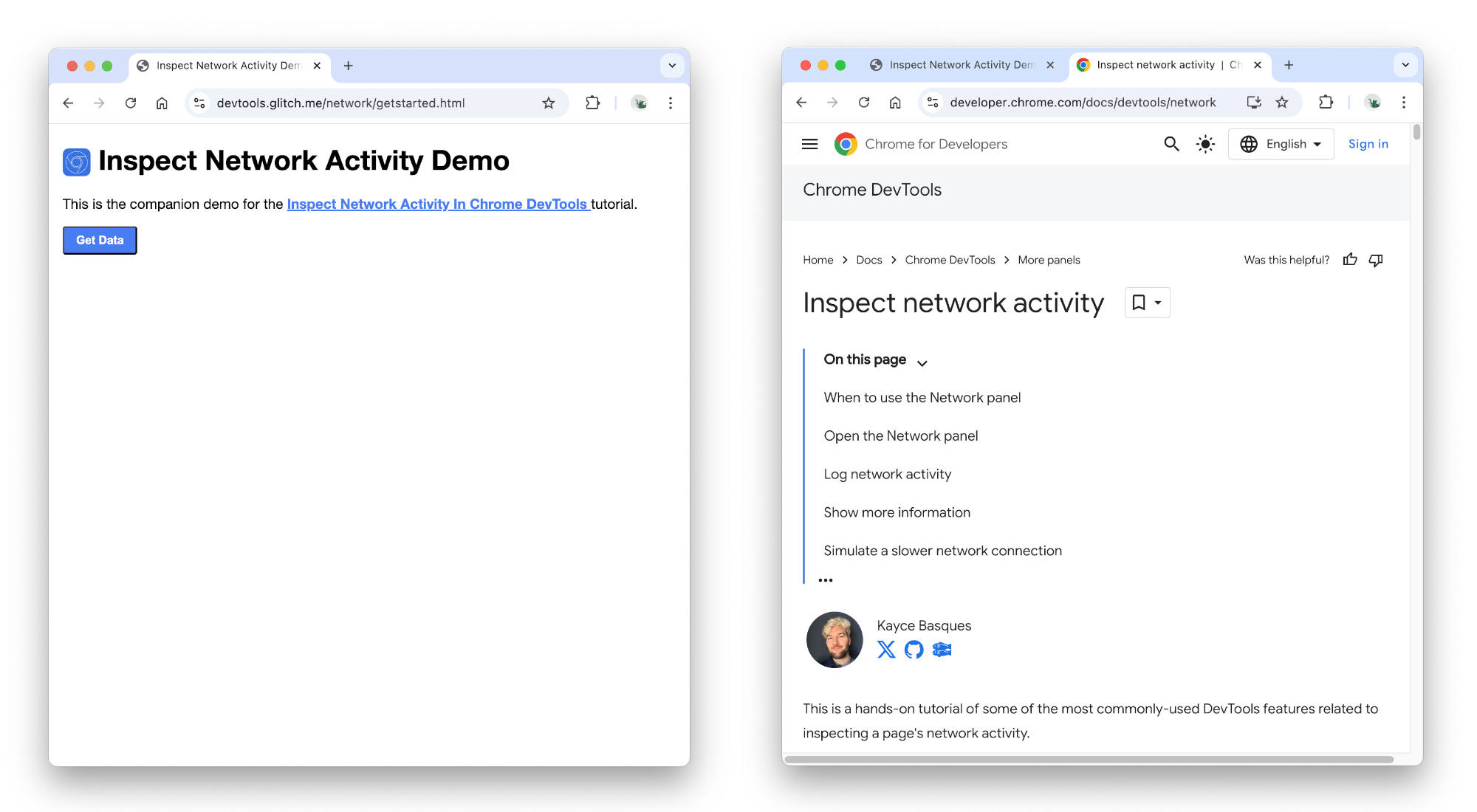 La demo in una finestra e questo tutorial in un'altra.