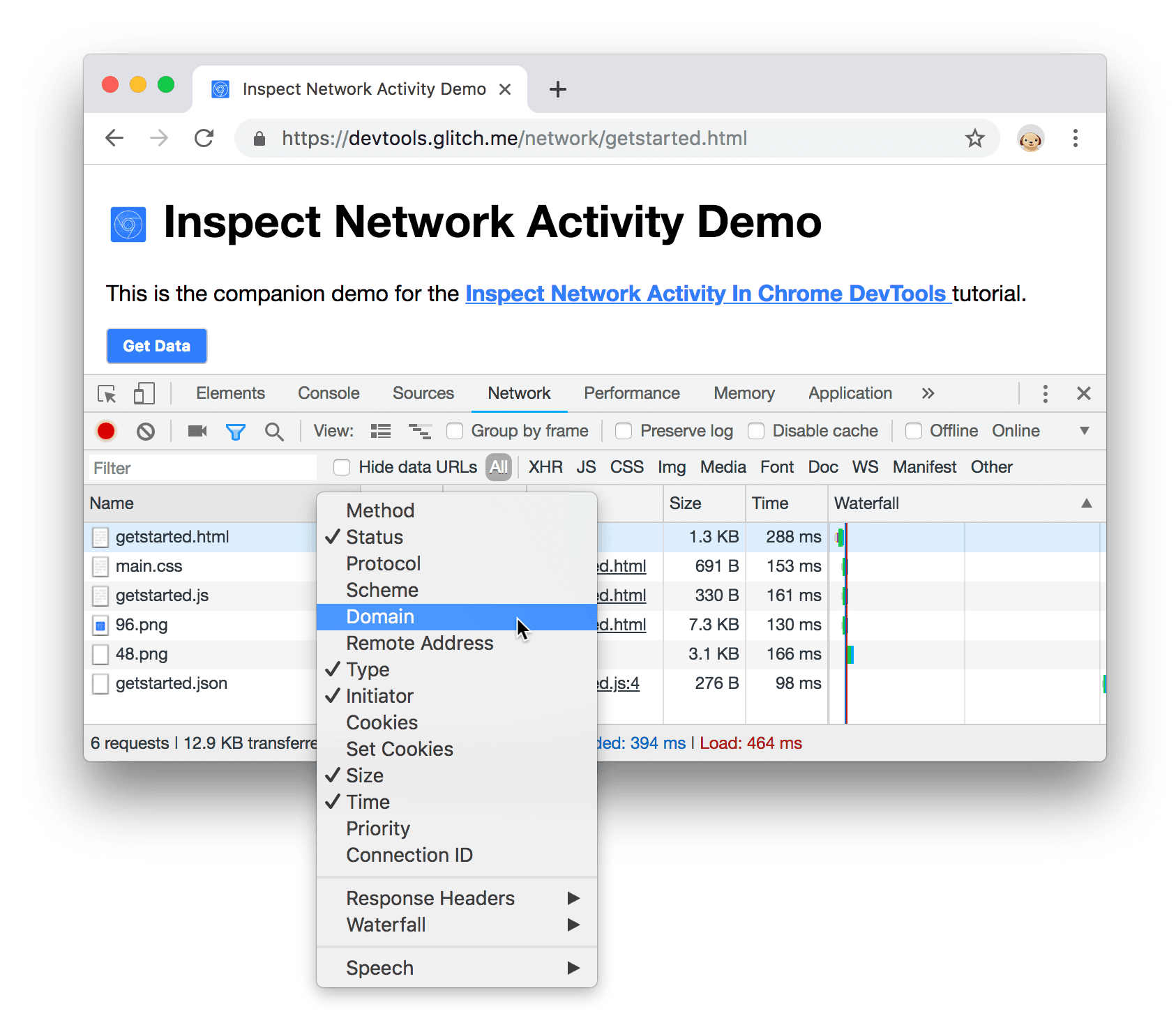 Enabling the Domain column