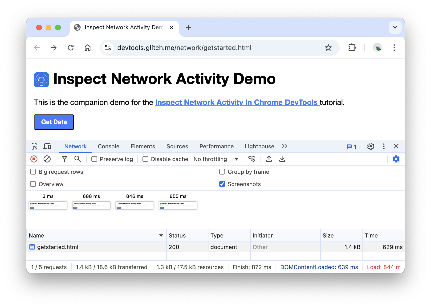 The network activity that was happening during the first screenshot.