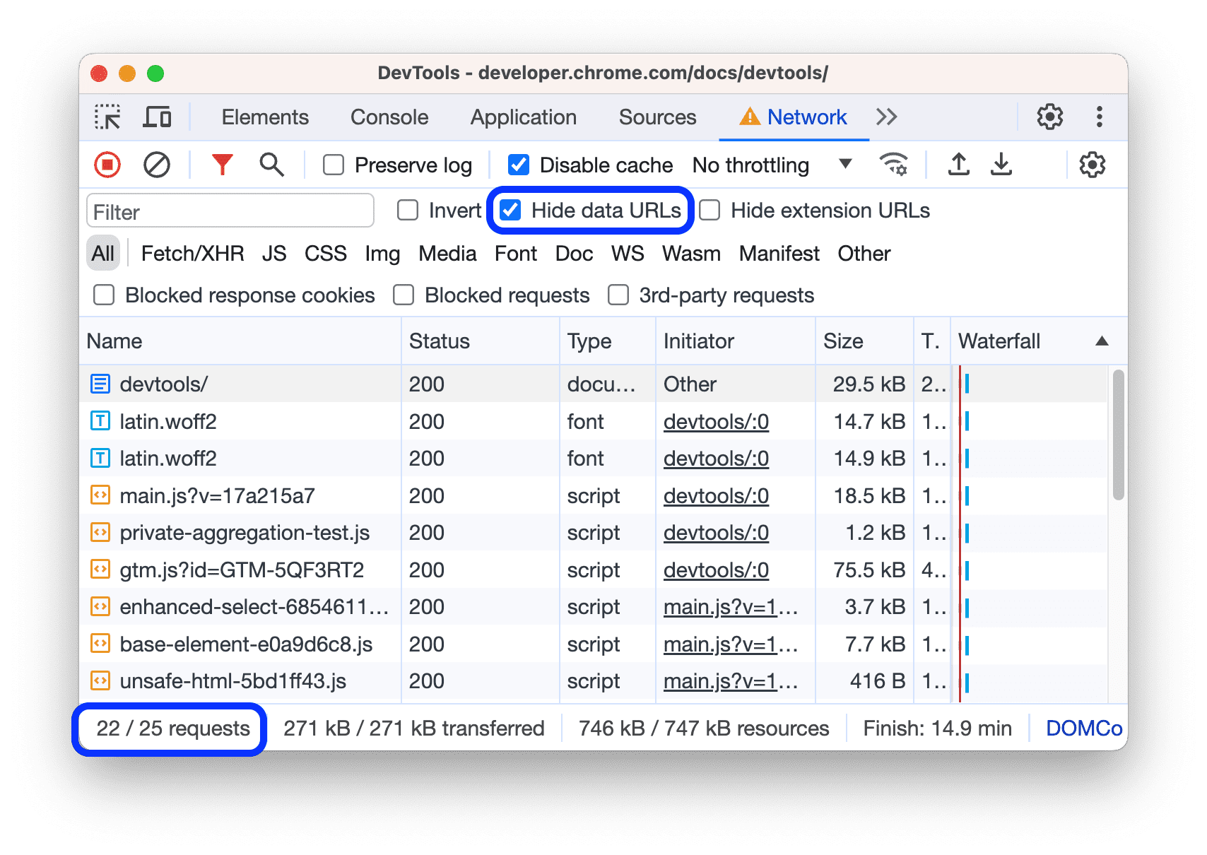 URLs de datos ocultas en la tabla Solicitudes.