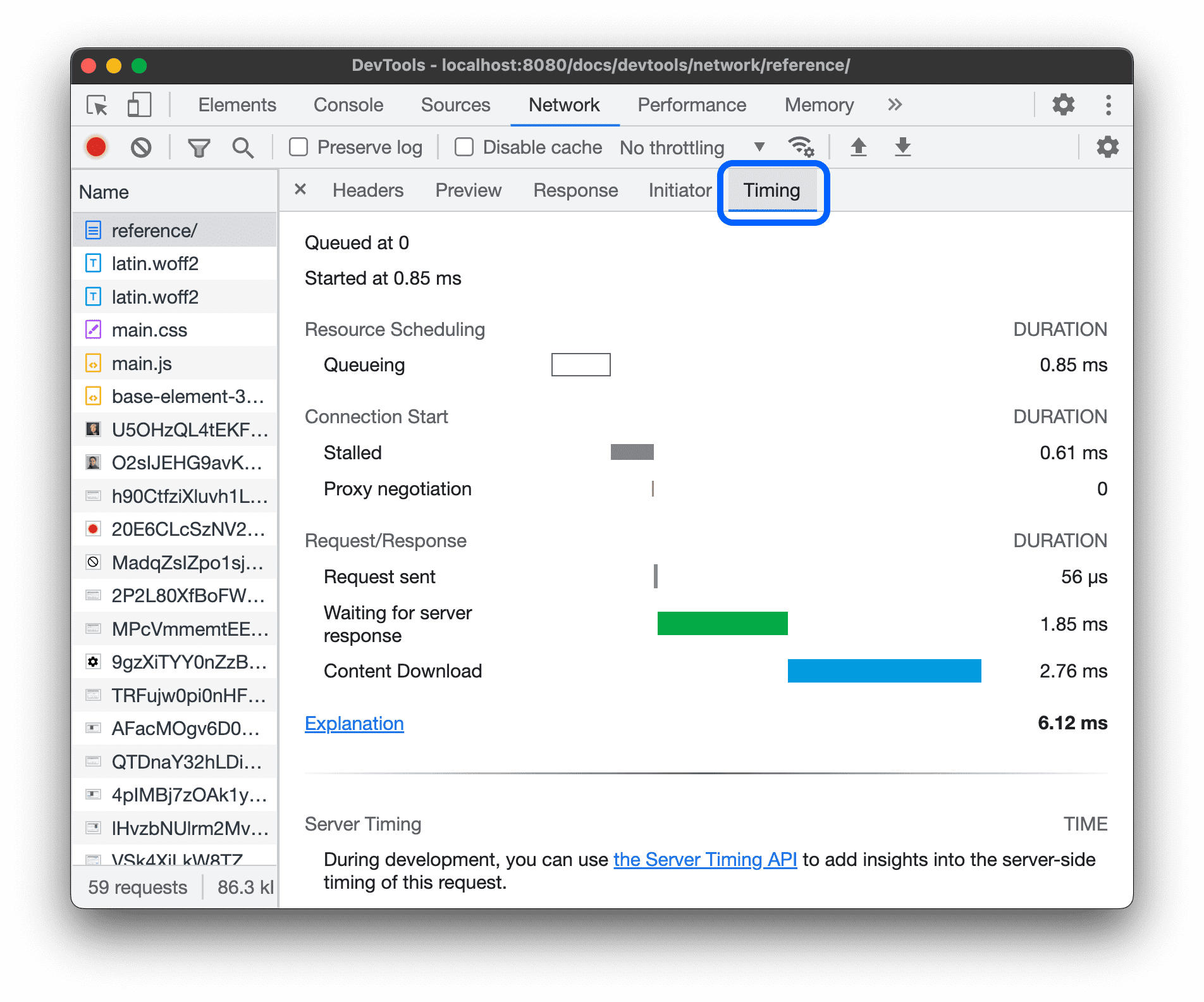 Auf dem Tab „Timing“