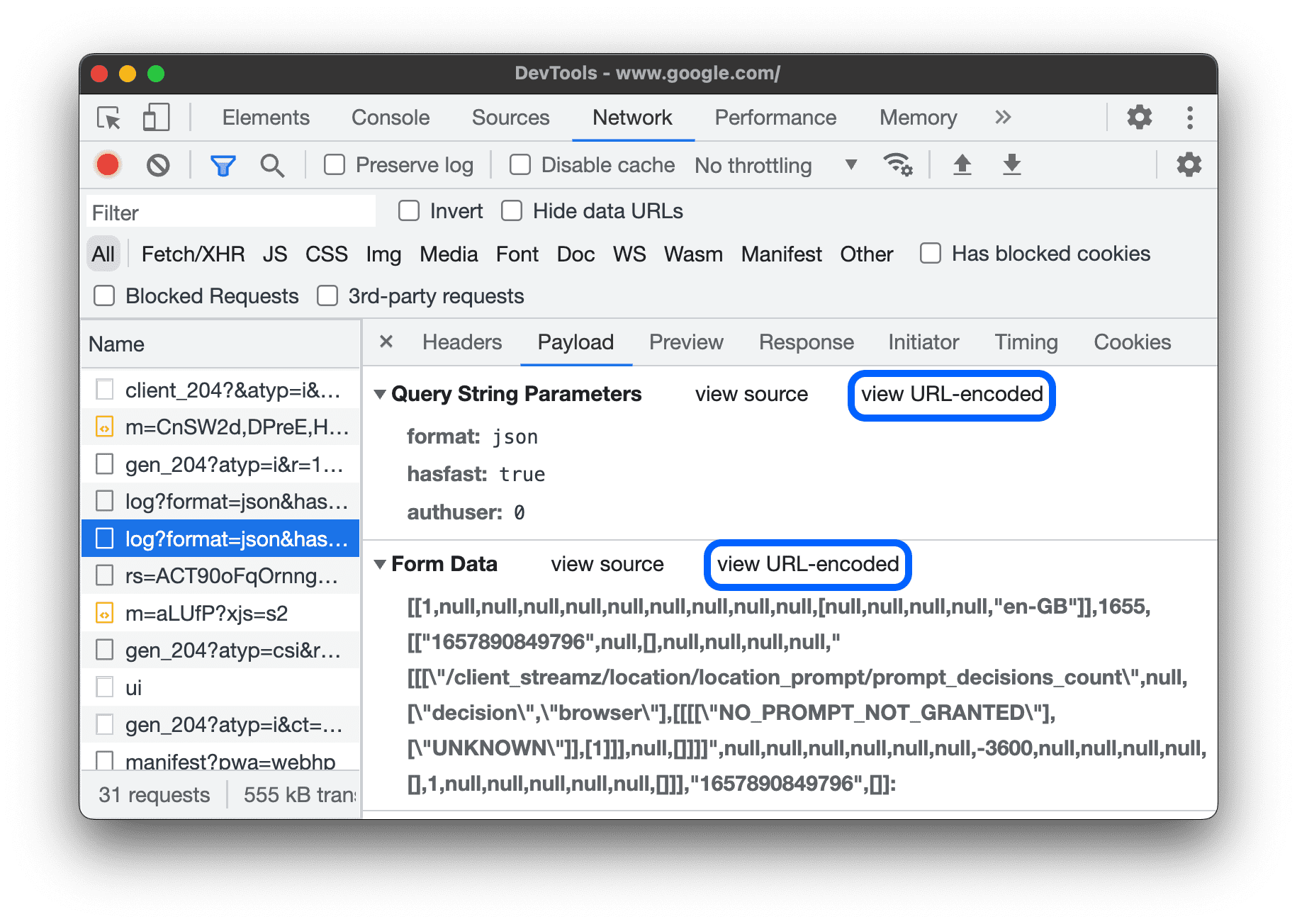 URL 인코딩을 전환합니다.