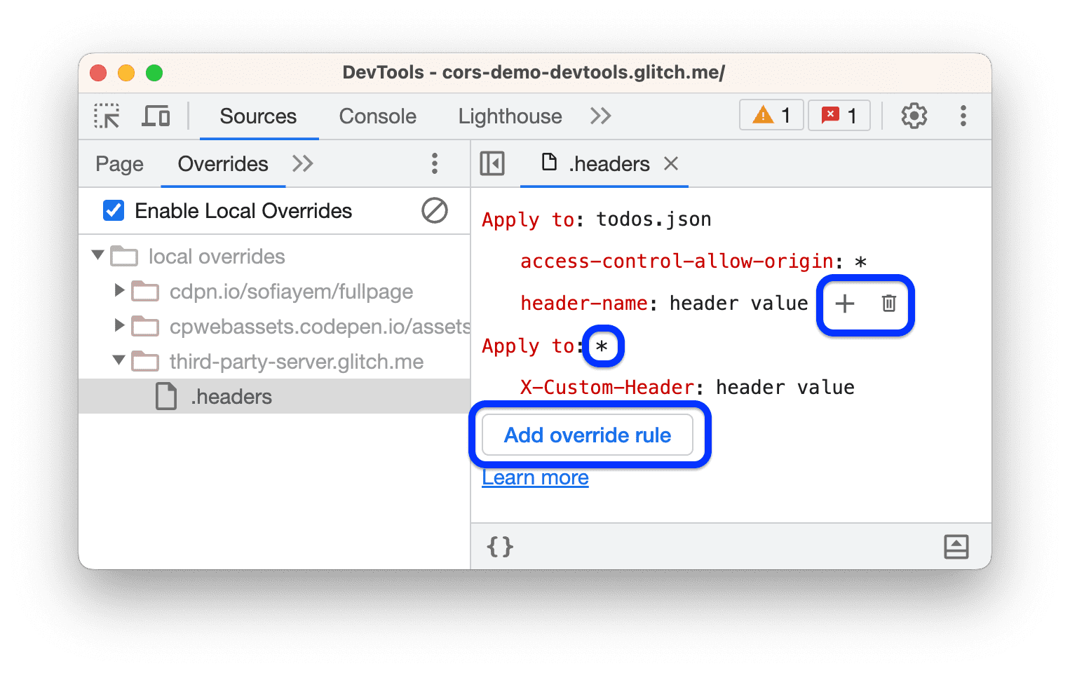 עריכת הקובץ headers.