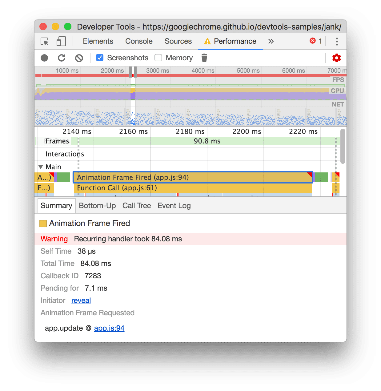 Weitere Informationen zum Ereignis „Animation Frame Triggerd“