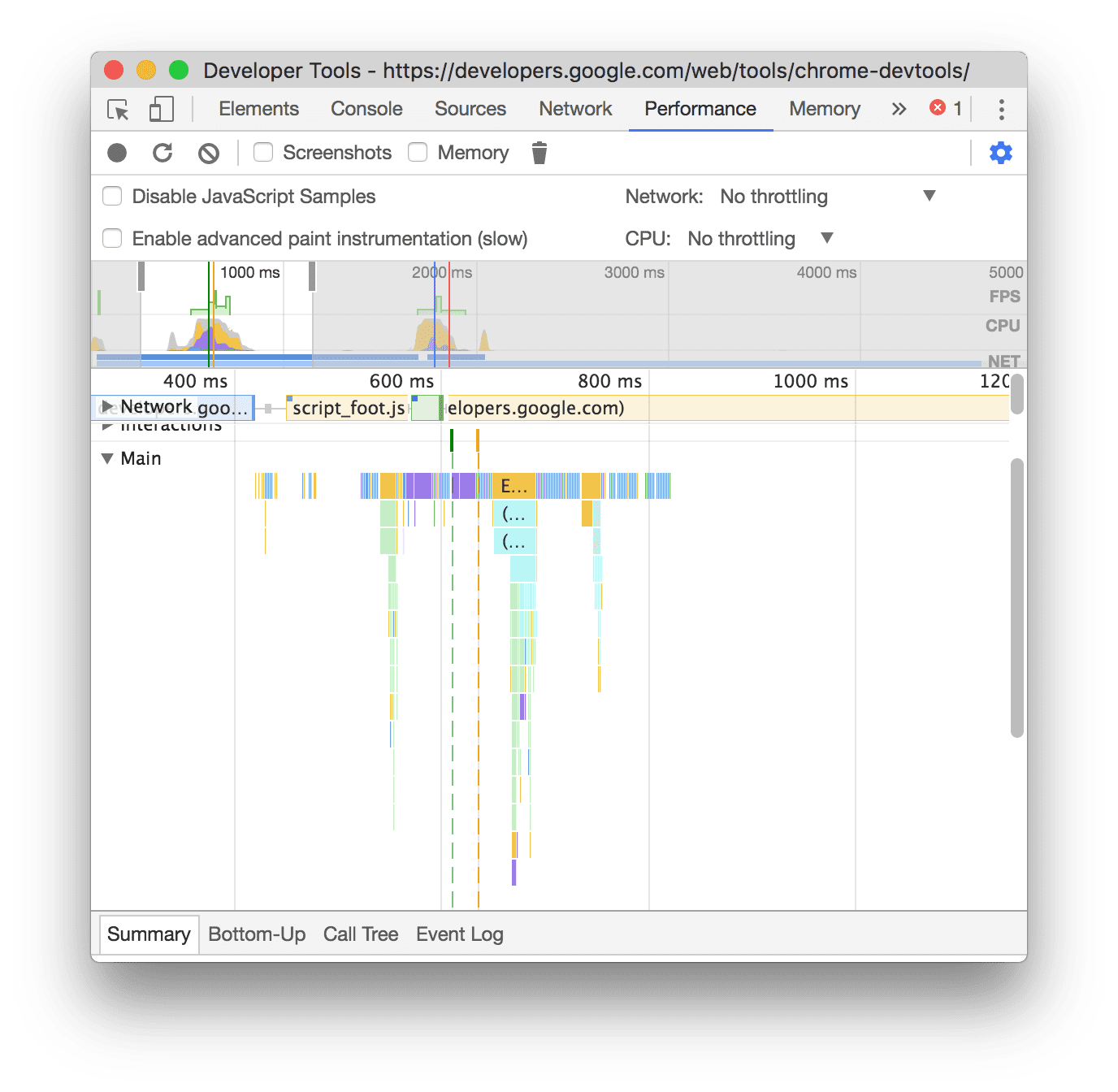 ตัวอย่างการบันทึกเมื่อเปิดใช้ตัวอย่าง JS