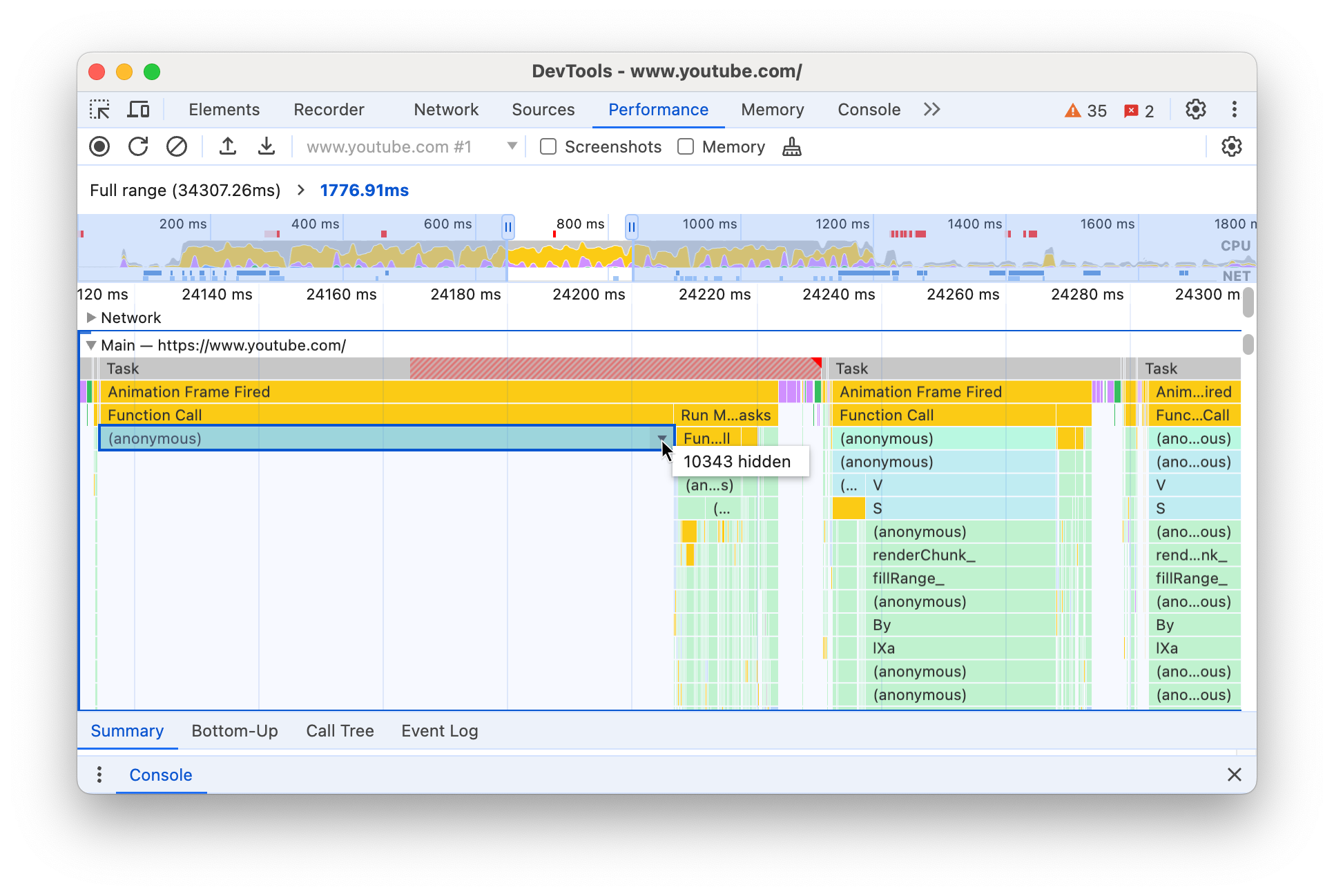 Tooltip di atas tombol drop-down dengan jumlah turunan tersembunyi.