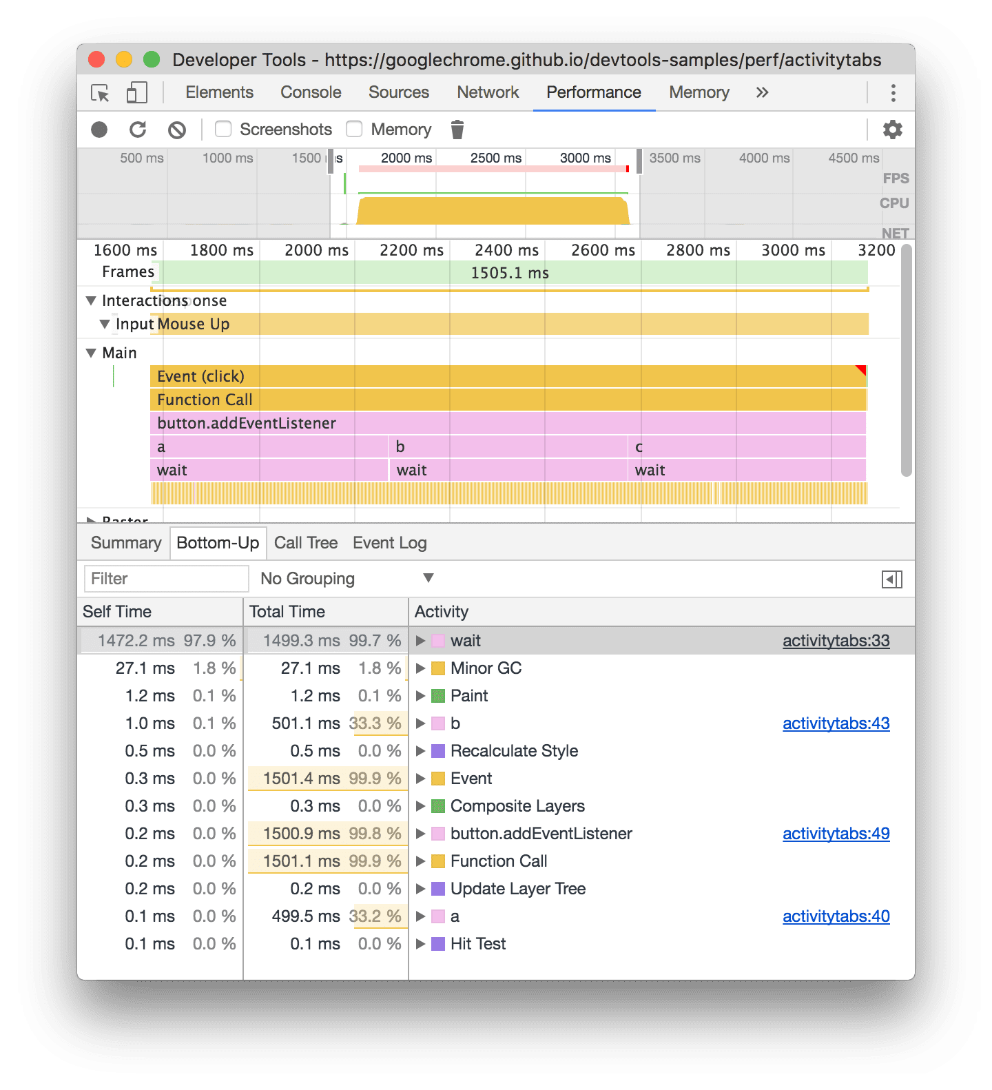 Der Tab „Bottom-Up“