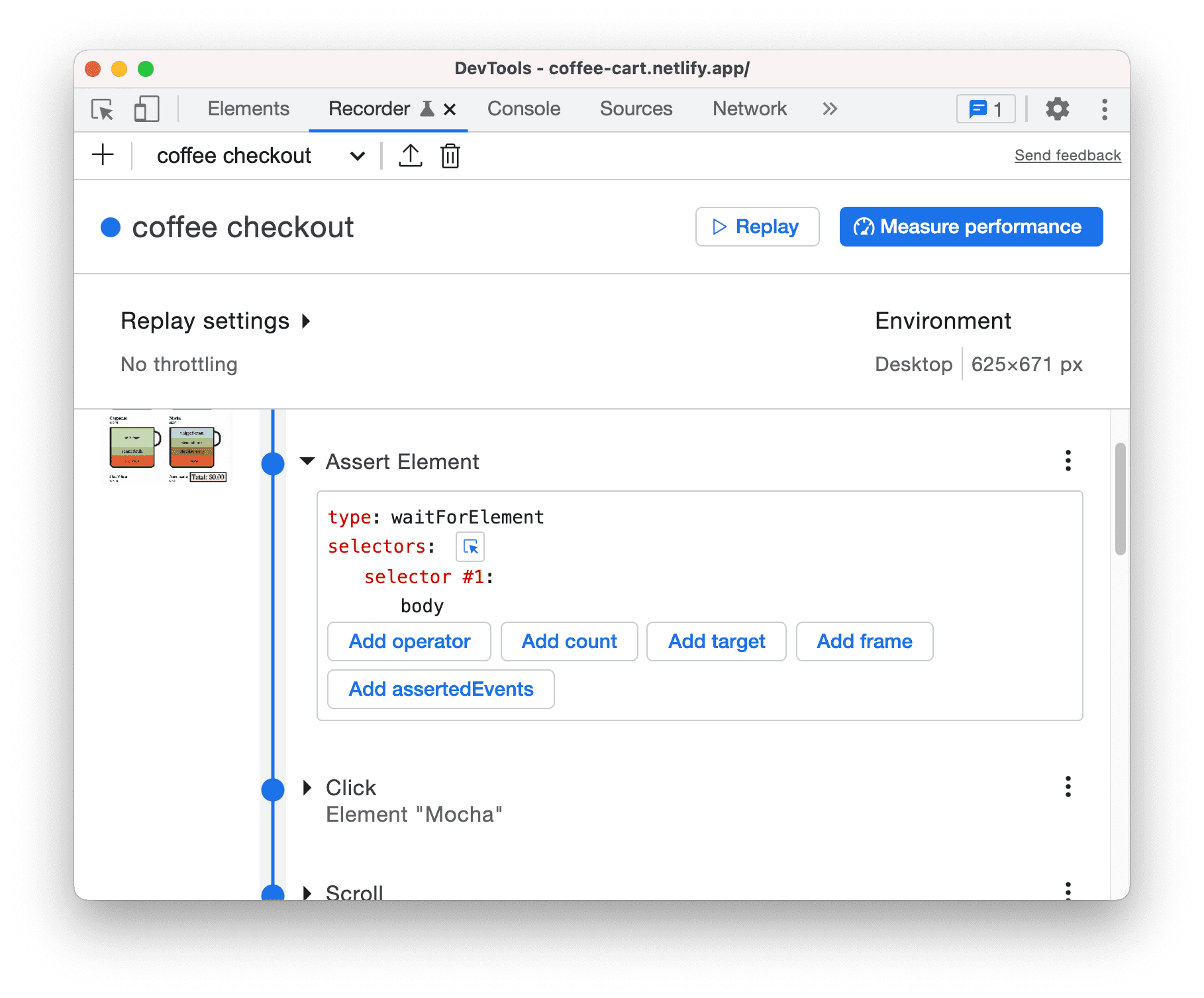 [Assert Element] という名前の新しいステップが追加され、編集できるようになりました。