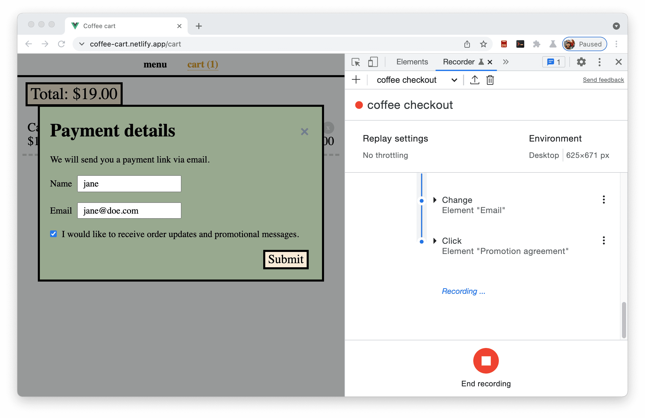 Formulir detail pembayaran.