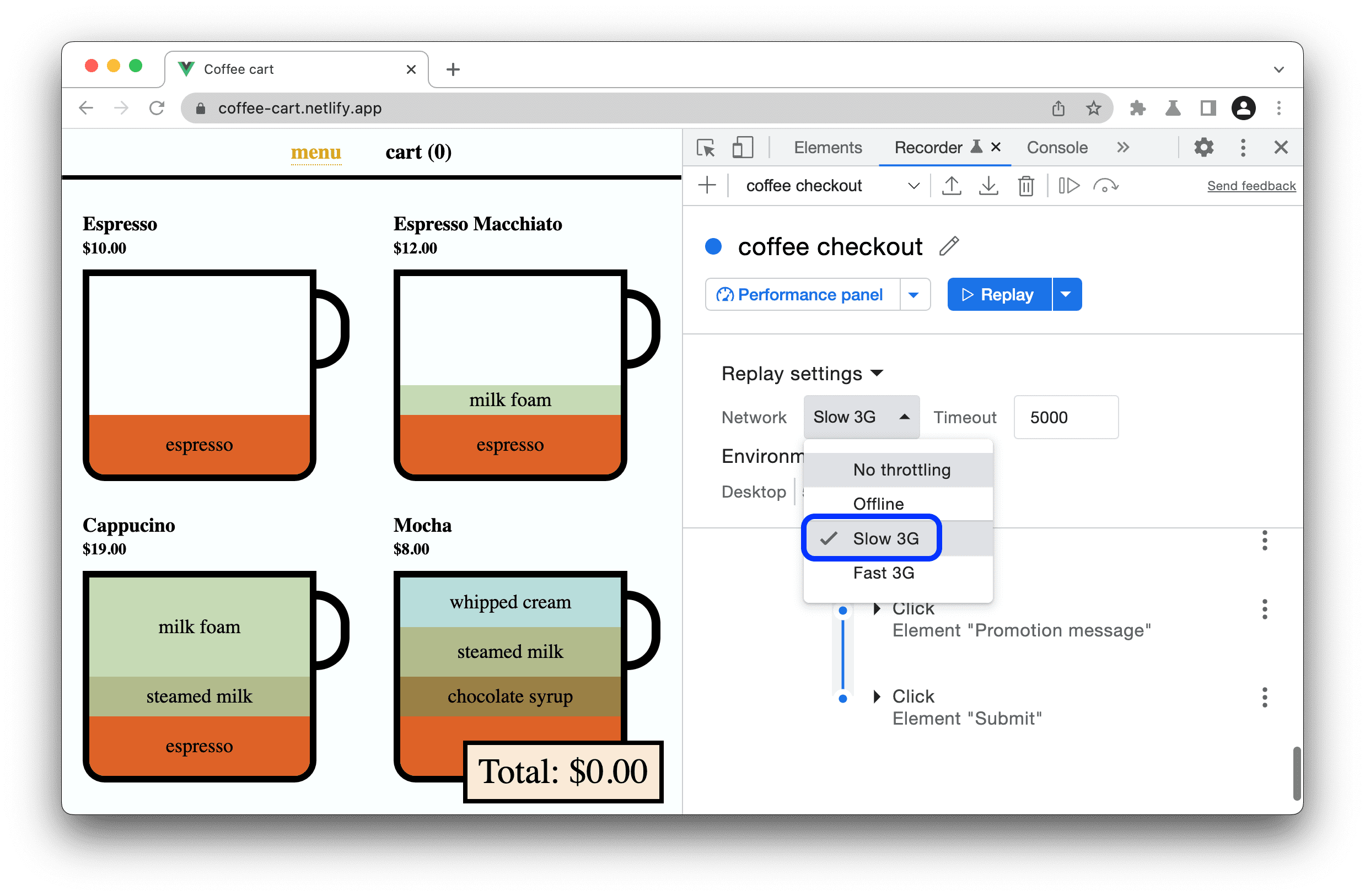 Configurações de repetição.