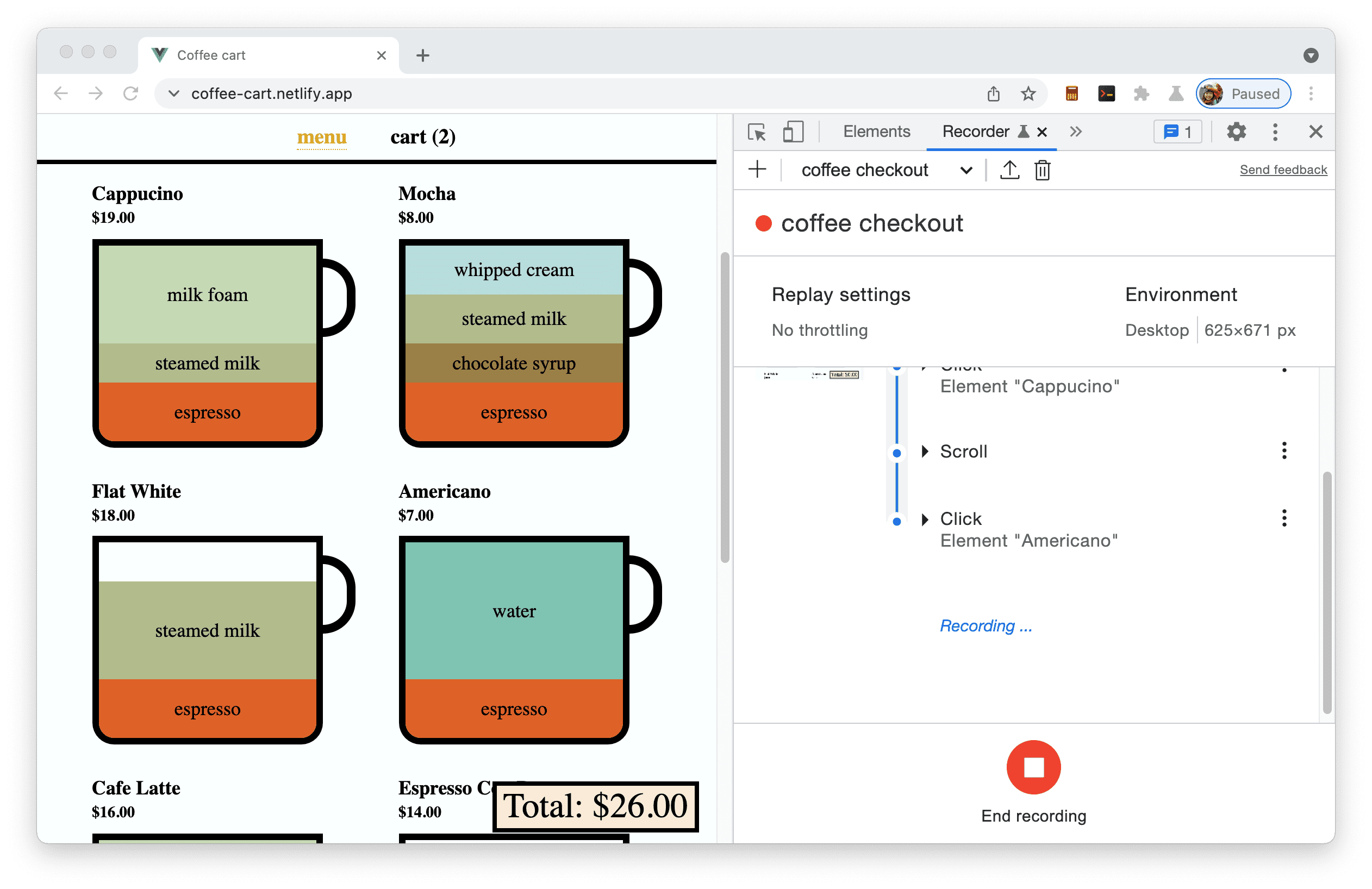 Langkah-langkah di panel Perekam Suara.