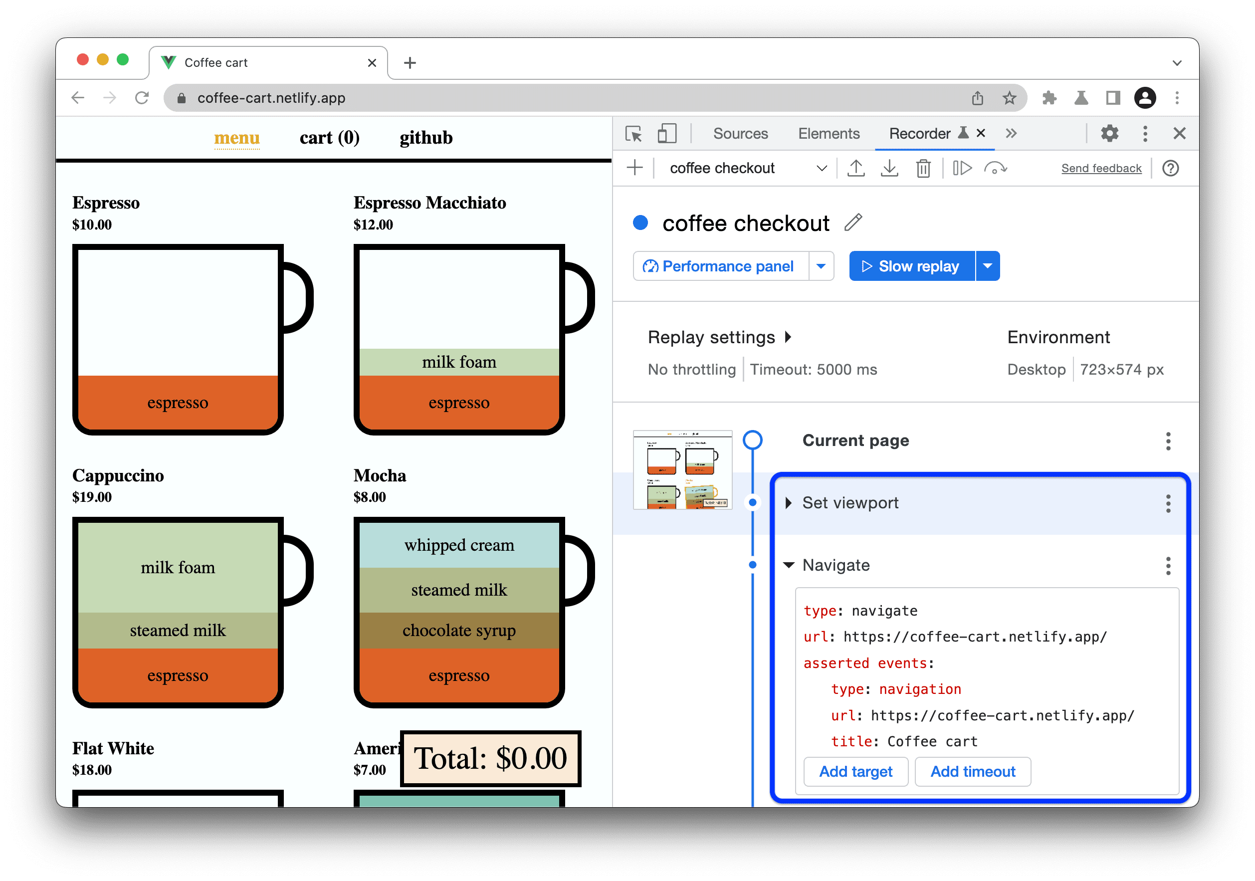 A recording with the set viewport and navigation steps.