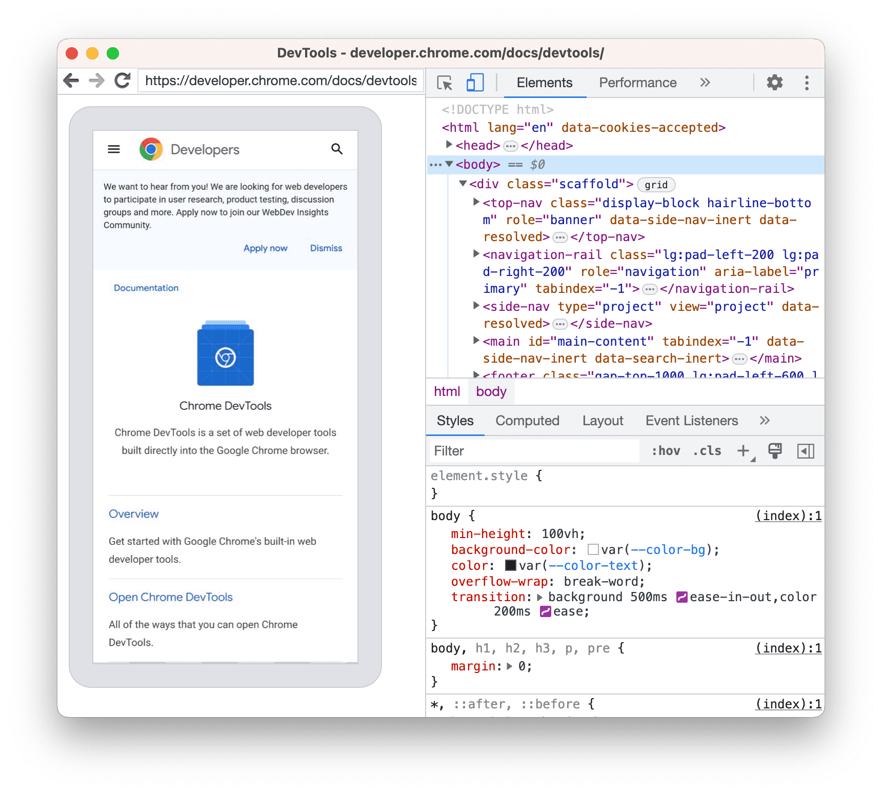Nouvelle instance DevTools pour l'onglet distant.