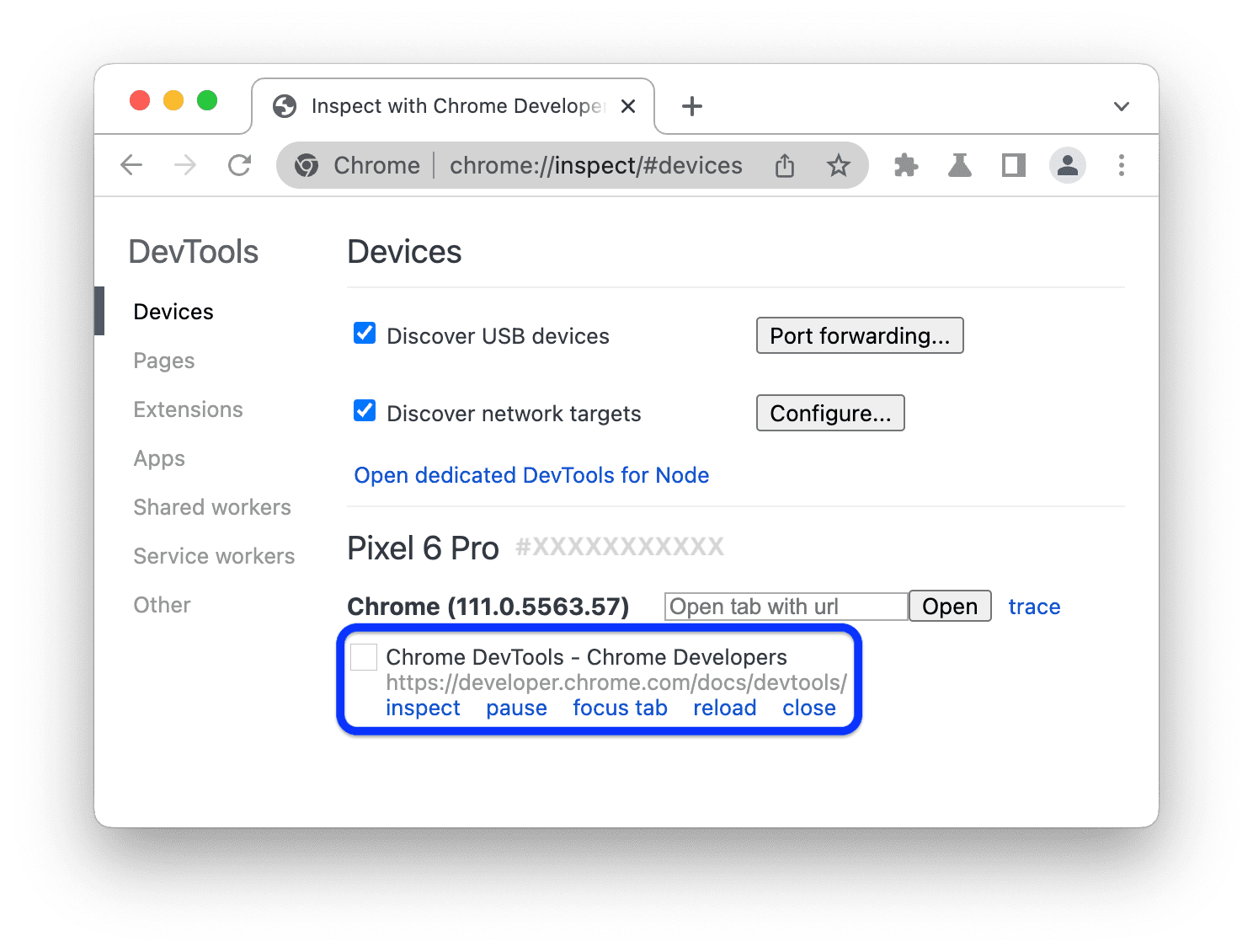在某個區段中列出的遠端分頁。