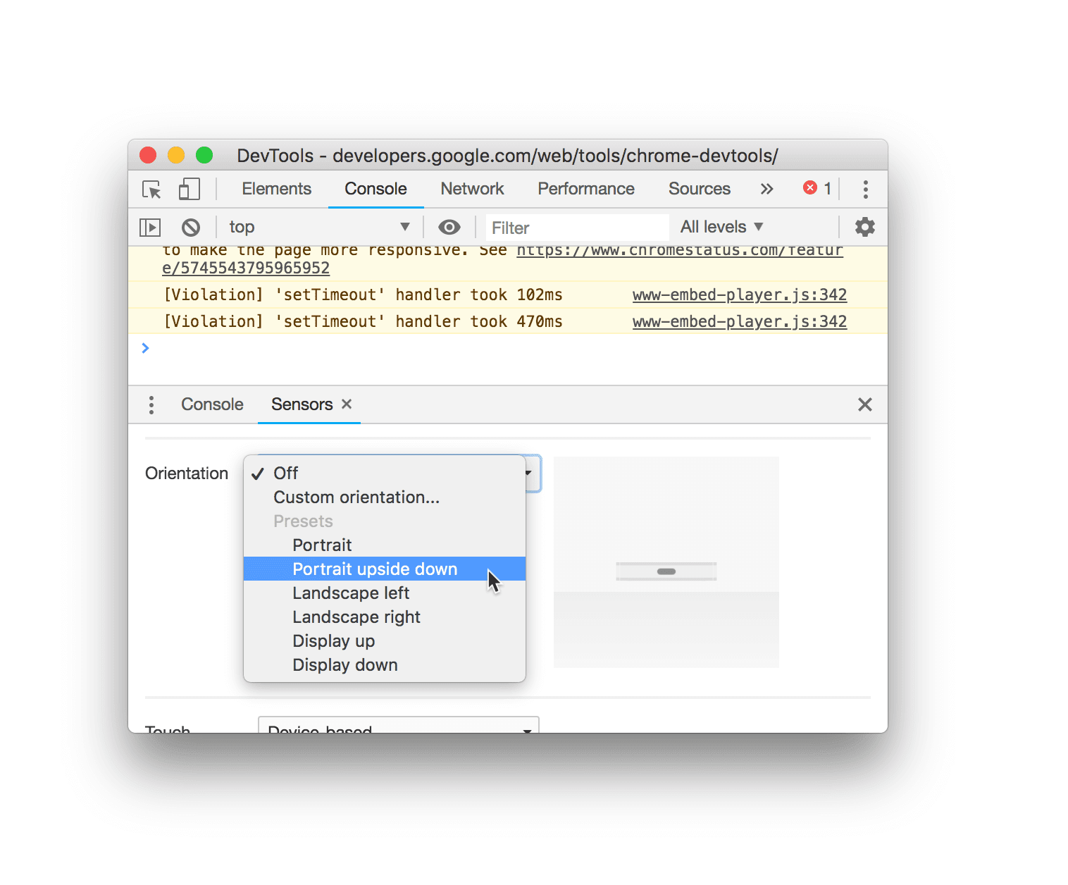 Wählen Sie in der Liste „Ausrichtung“ die Option „Porträt – Kopf unten“ aus.