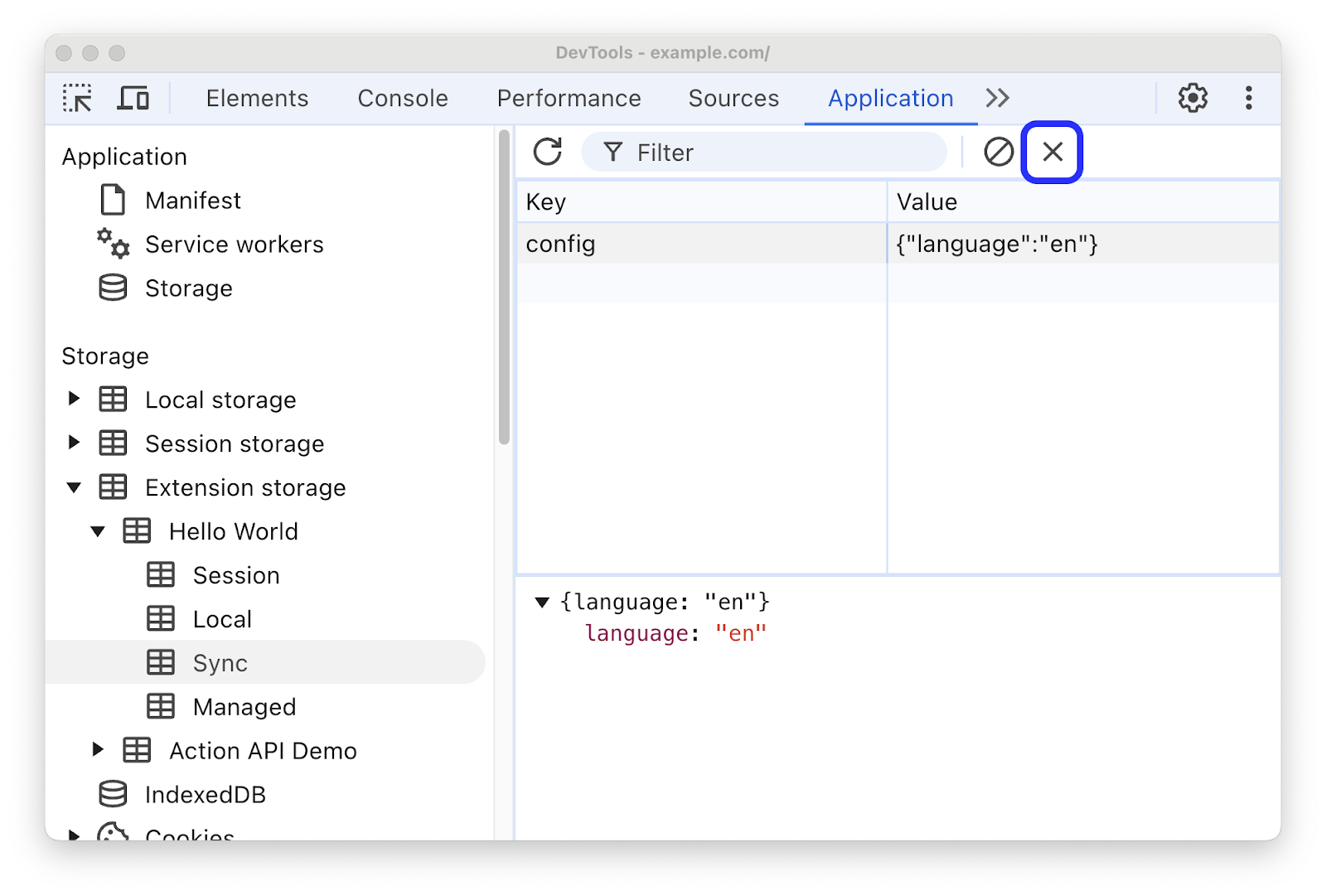 Deleting the selected key-value pair.