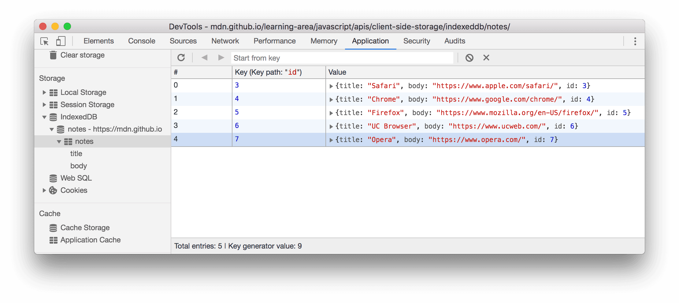 Key-Value ペアが削除された後のオブジェクト ストアの外観