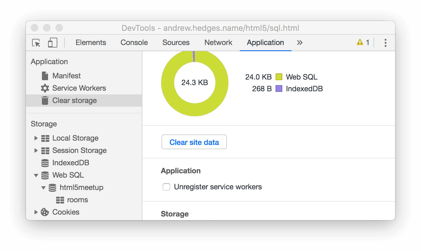 O botão &quot;Limpar dados do site&quot;.