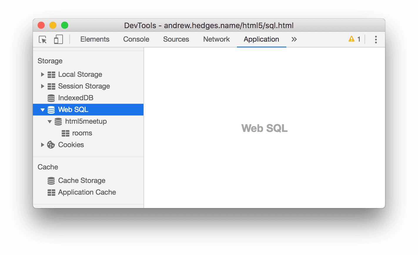 The Web SQL pane.