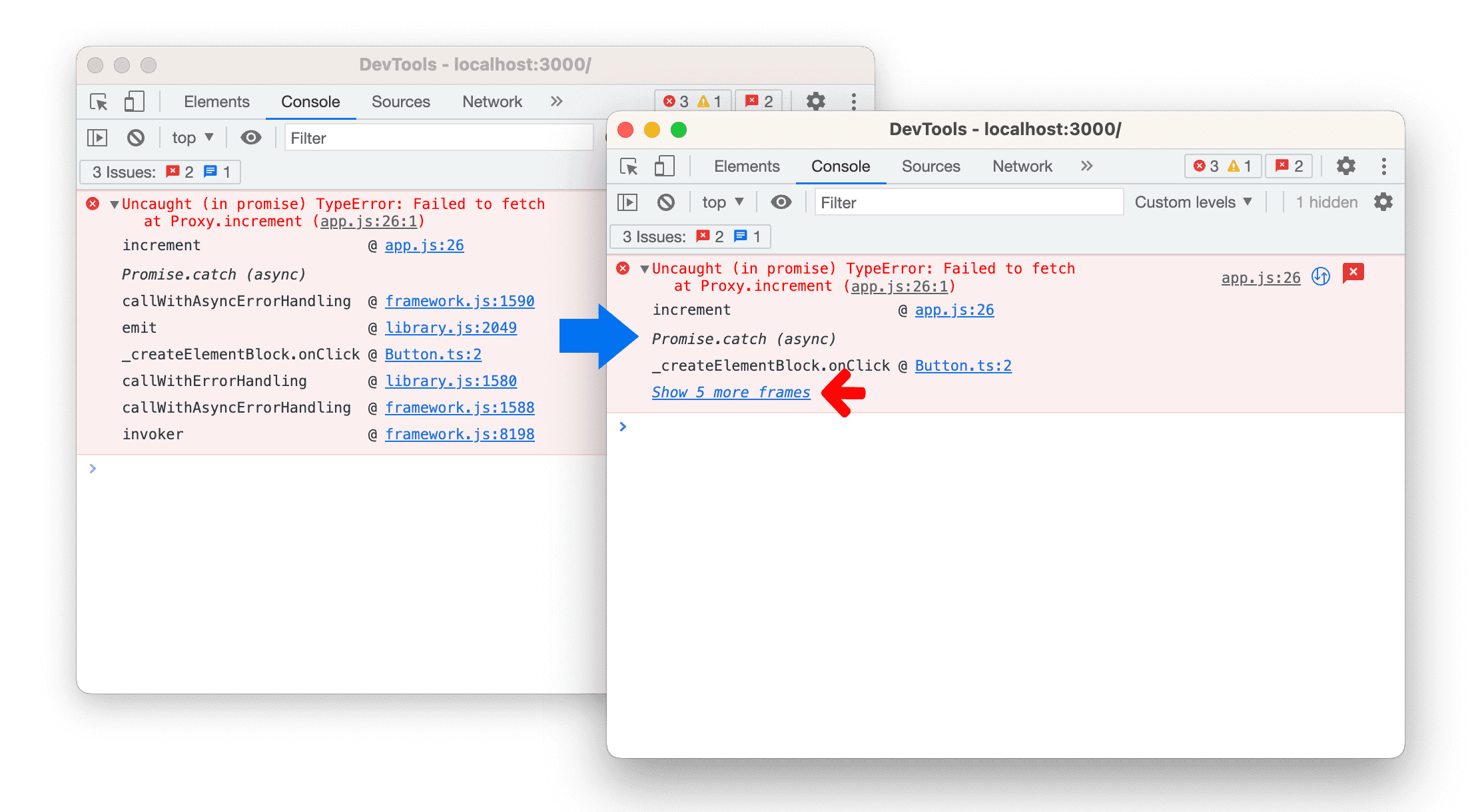 Perbandingan hasil stack trace.