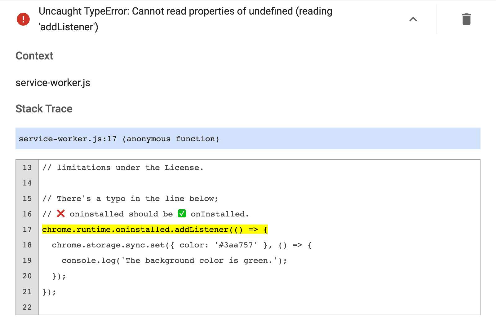 Uncaught TypeError: impossibile leggere le proprietà del messaggio di errore non definito