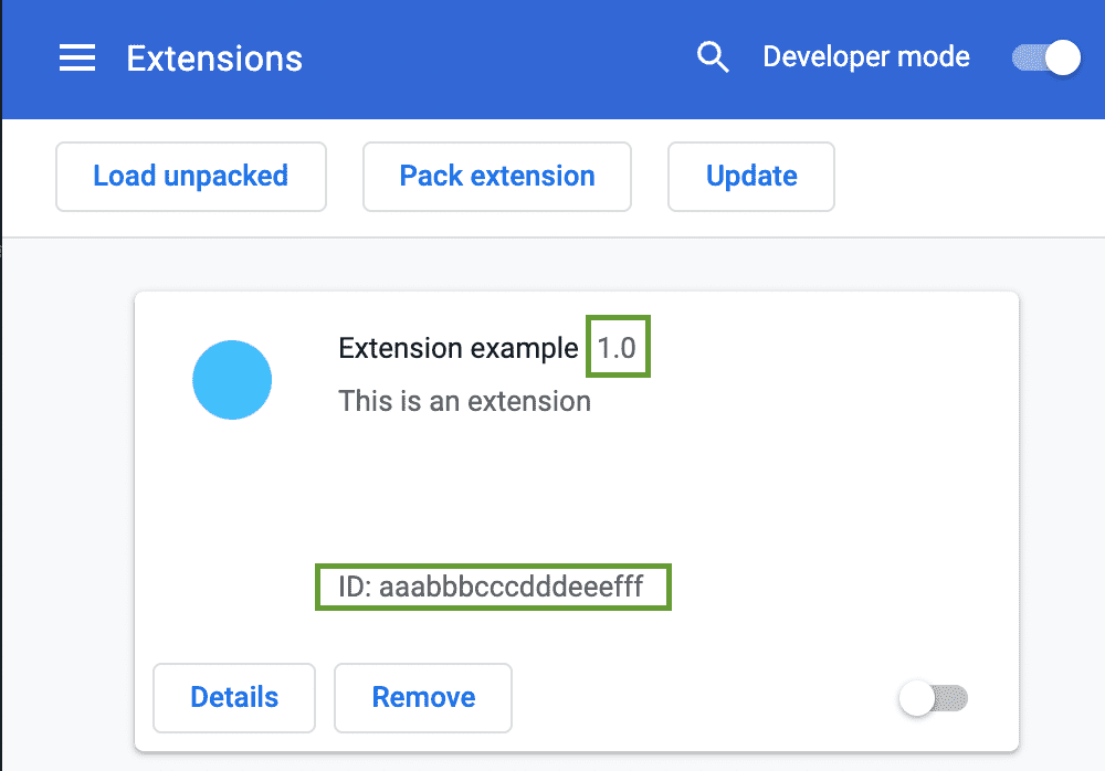 拡張機能の見つけ方
id と version