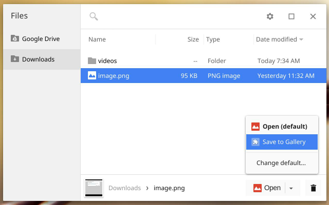 Przeglądarka plików w ChromeOS.