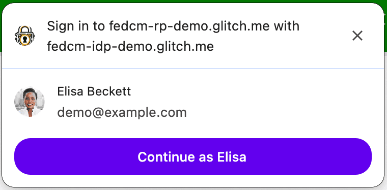 กล่องโต้ตอบโหมดพาสซีฟของ FedCM ที่ไม่แสดงข้อความ UI การเปิดเผยข้อมูล