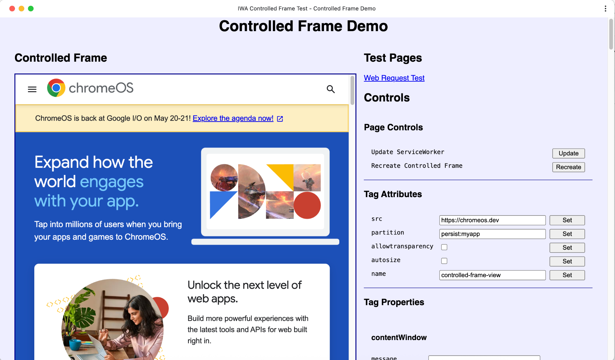 Wersja demonstracyjna interfejsu Controlled Frame